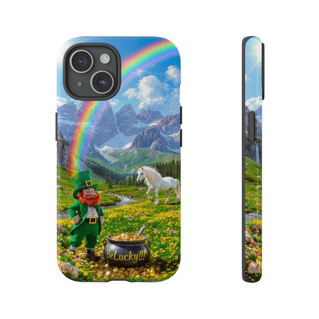 Lucky Leprechaun & Unicorn Phone Case — Rainbow Pot of Gold Protective Cover