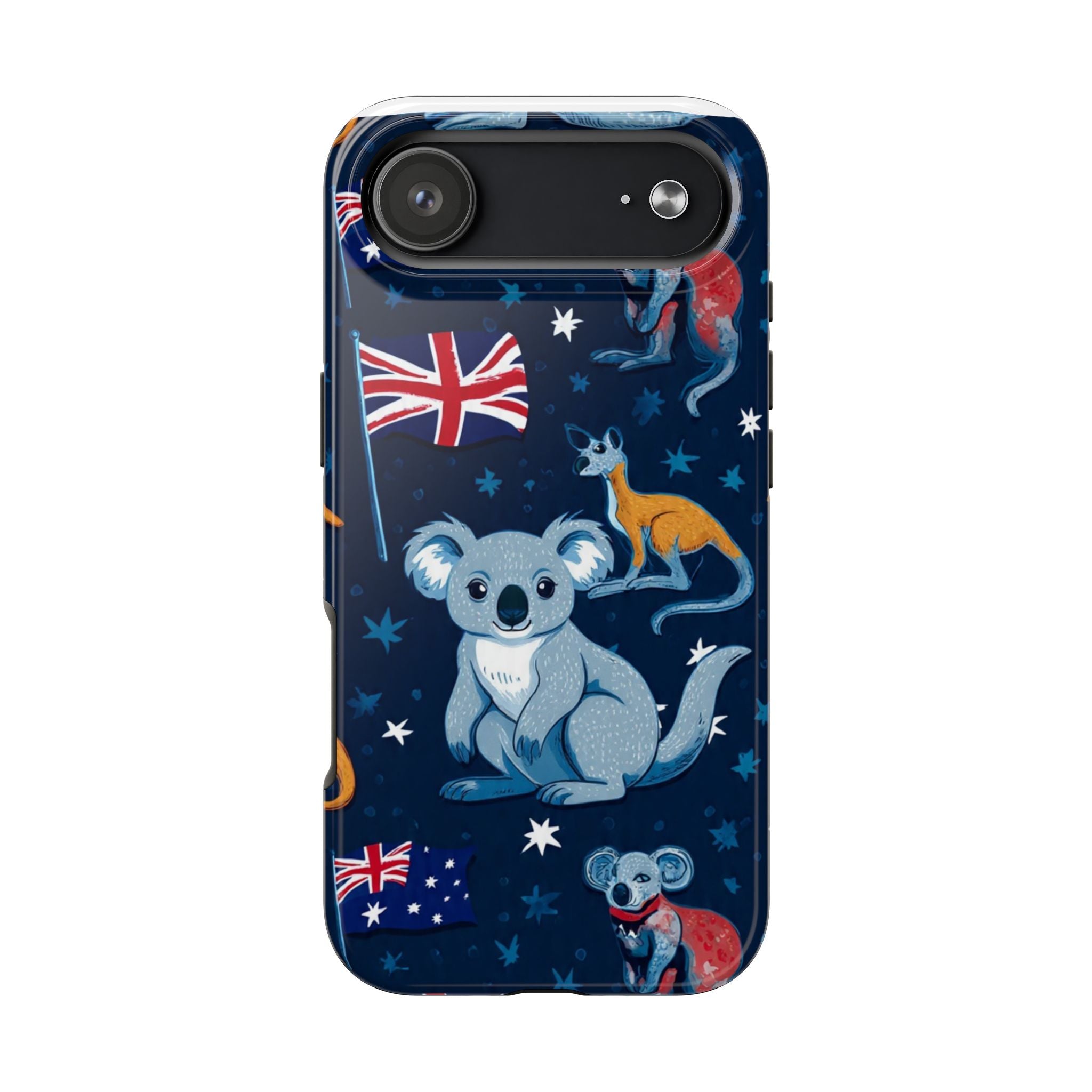 Australian Wildlife Tough Phone Case — Koala & Kangaroo Flag Design
