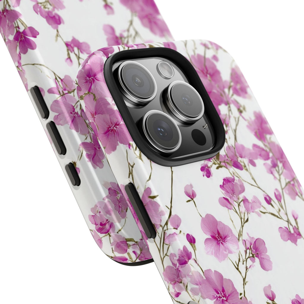 Floral Pink Blossoms Tough Phone Case — Durable Protective Phone Cover with Watercolor Cherry Blossom Design