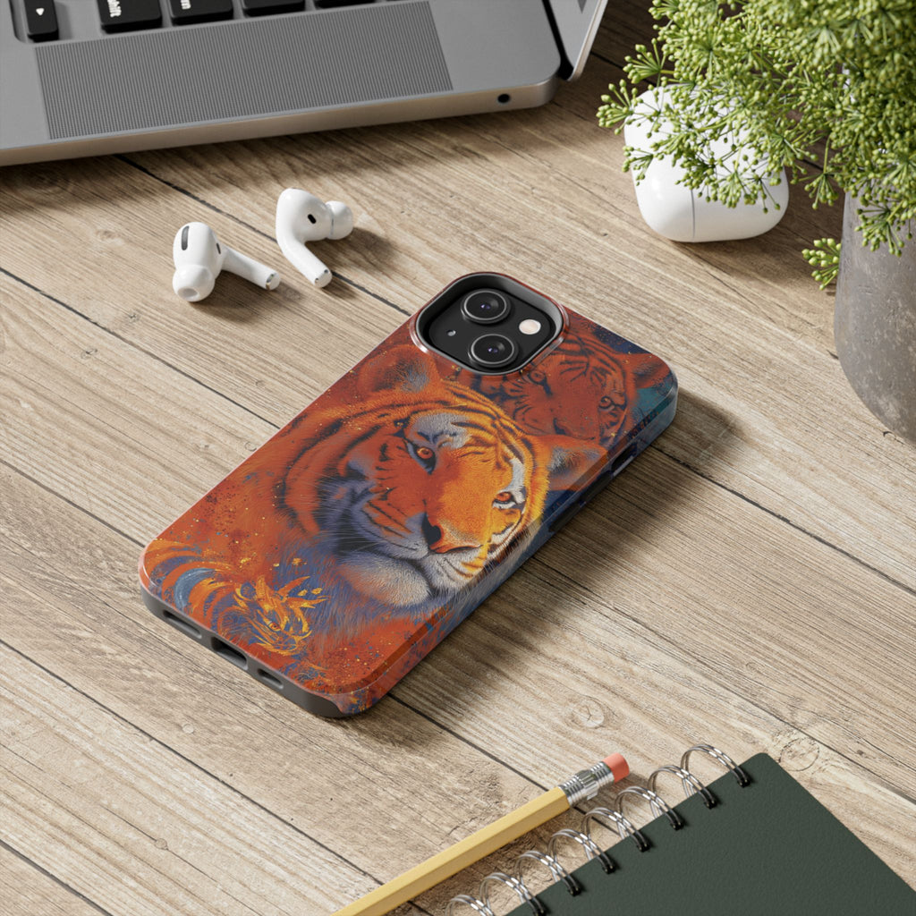 Tiger Portrait Tough Phone Case — Bold Orange Wildlife iPhone Protector