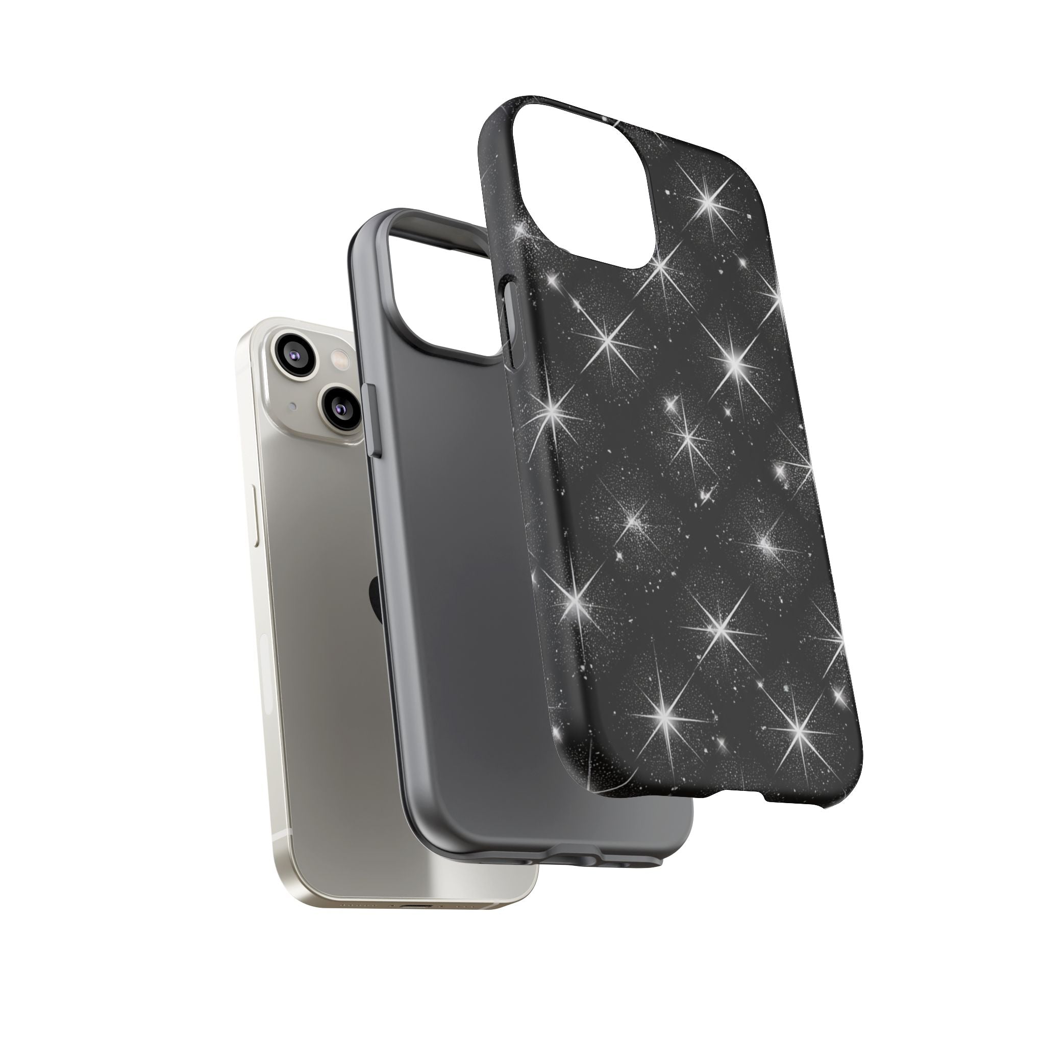 Galaxy Sparkle Tough Phone Case — Black Starfield Protective Cover