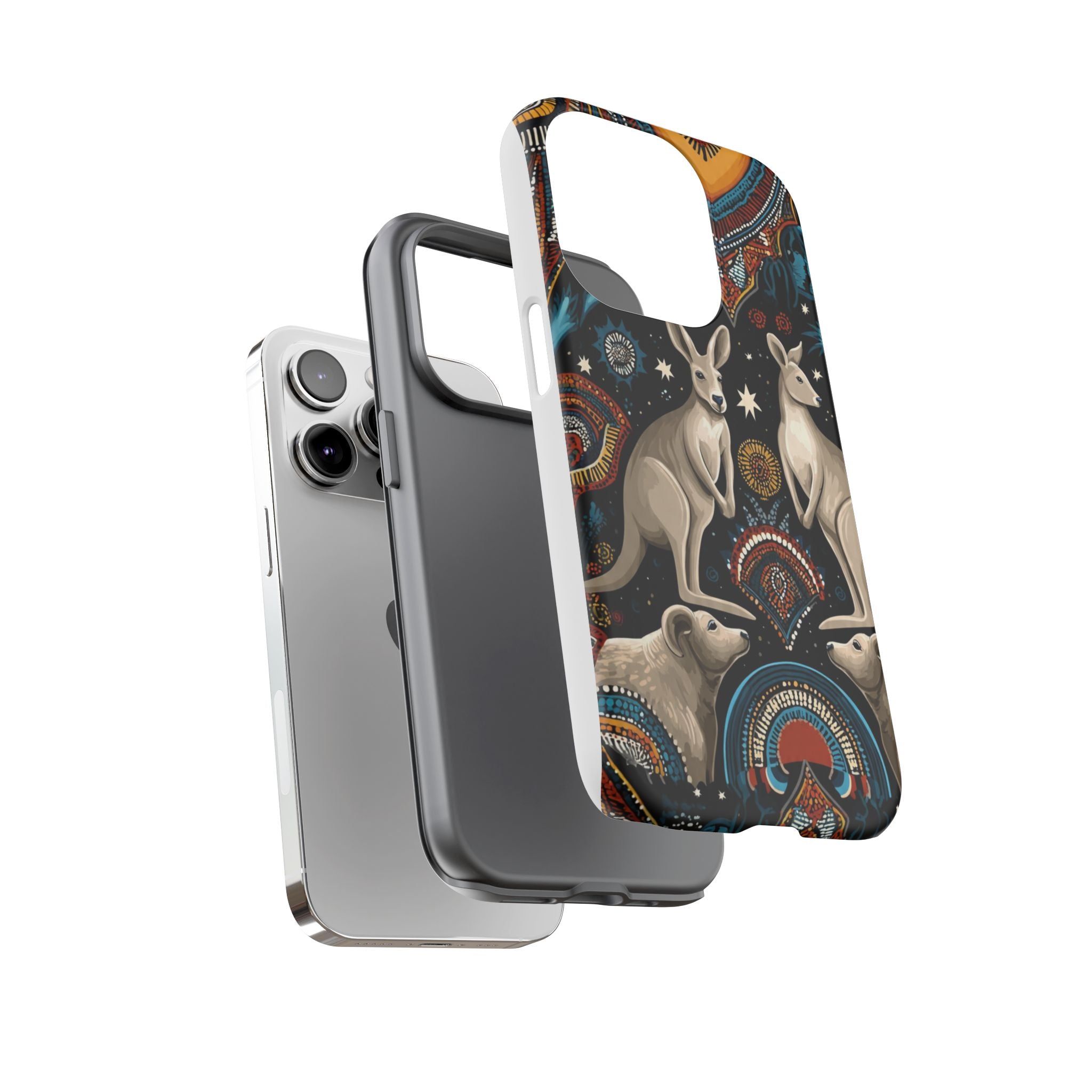 Kangaroo & Boomerang Tough Phone Case — Australian Wildlife Pattern