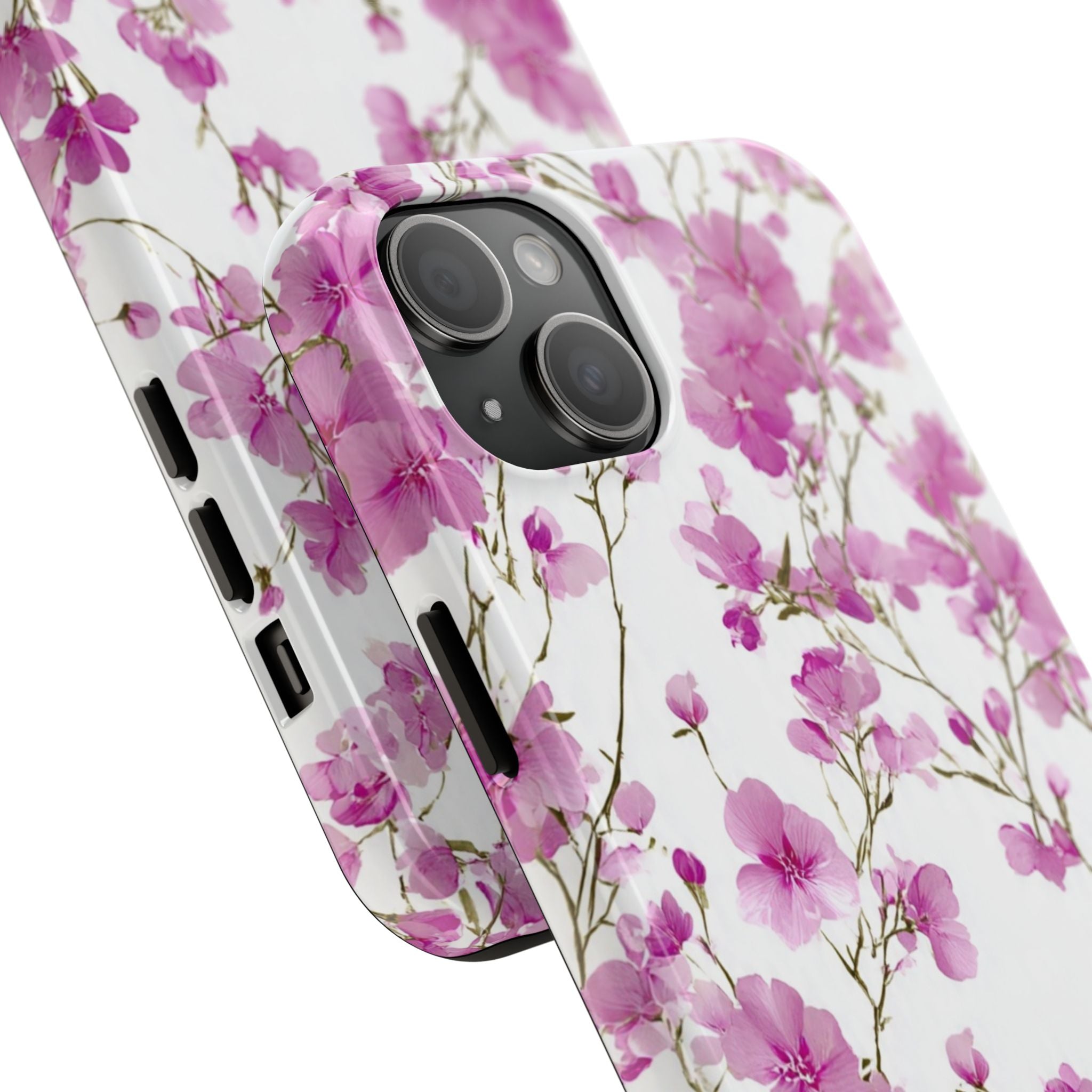 Floral Pink Blossoms Tough Phone Case — Durable Protective Phone Cover with Watercolor Cherry Blossom Design