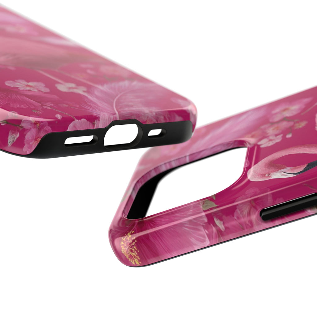 Flamingo Floral Tough Phone Case — Pink Tropical Feather Design