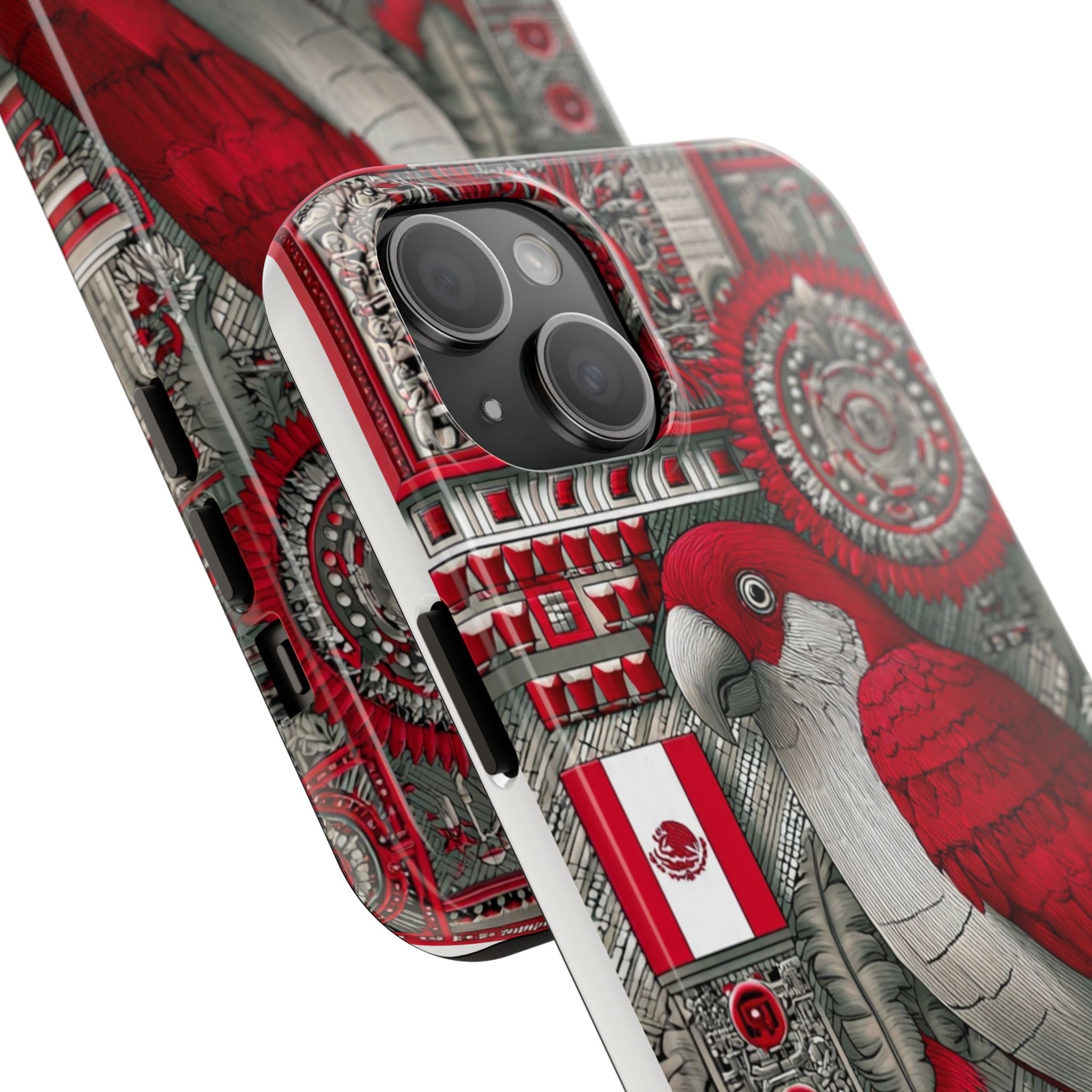 Tough Phone Case — Red Parrot Graphic Impact-Resistant Phone Cover