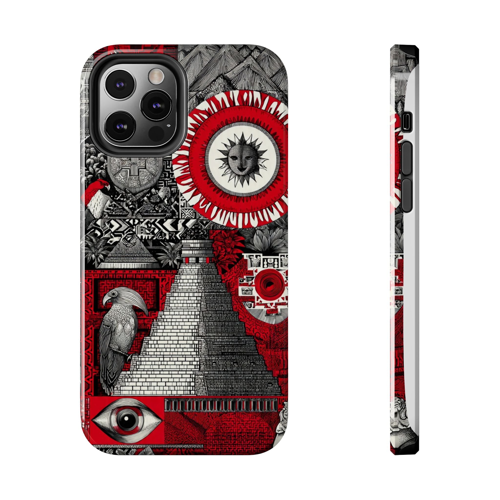Tough Phone Case — Red Inca Pyramid Collage (Sun & Raven)