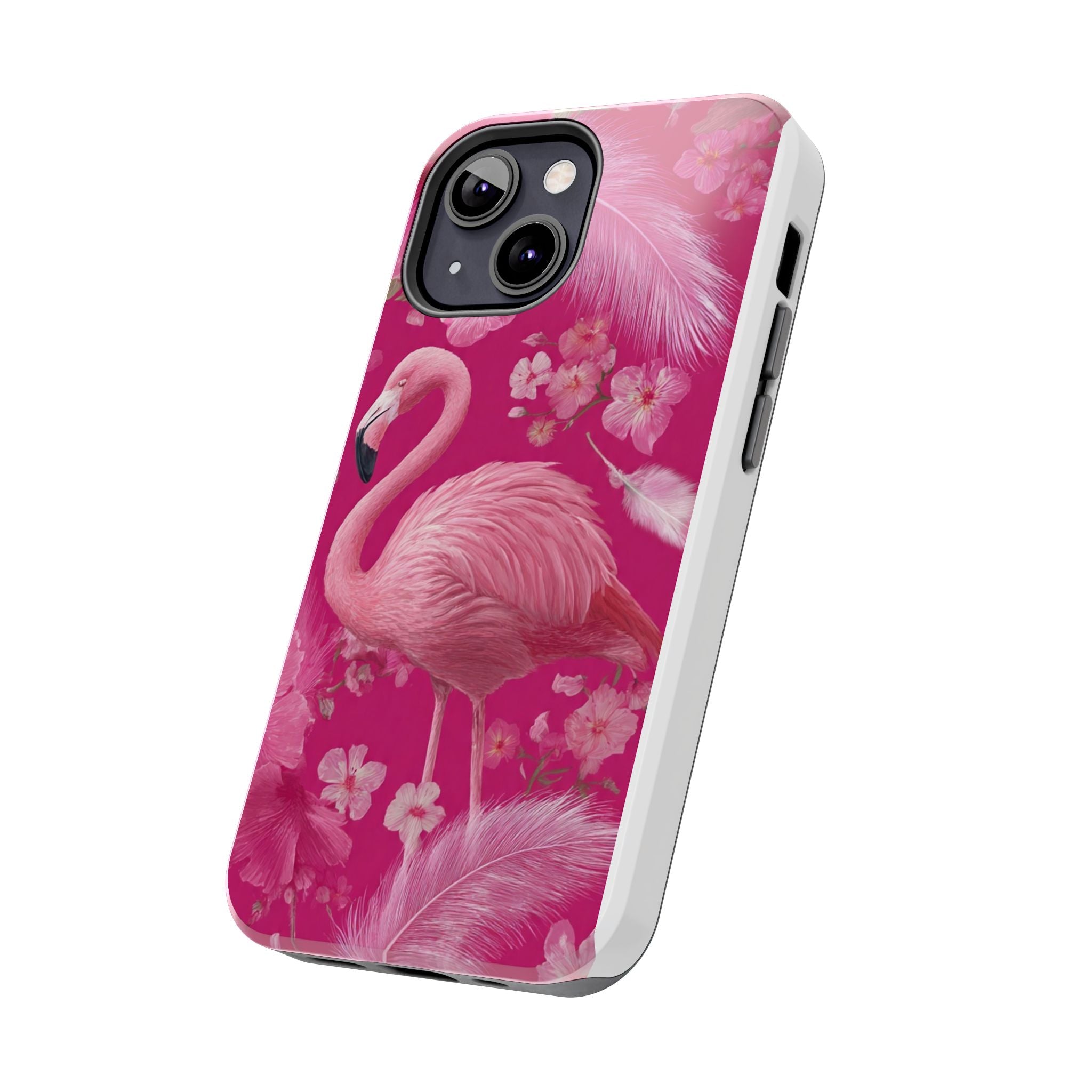 Flamingo Floral Tough Phone Case — Pink Tropical Feather Design