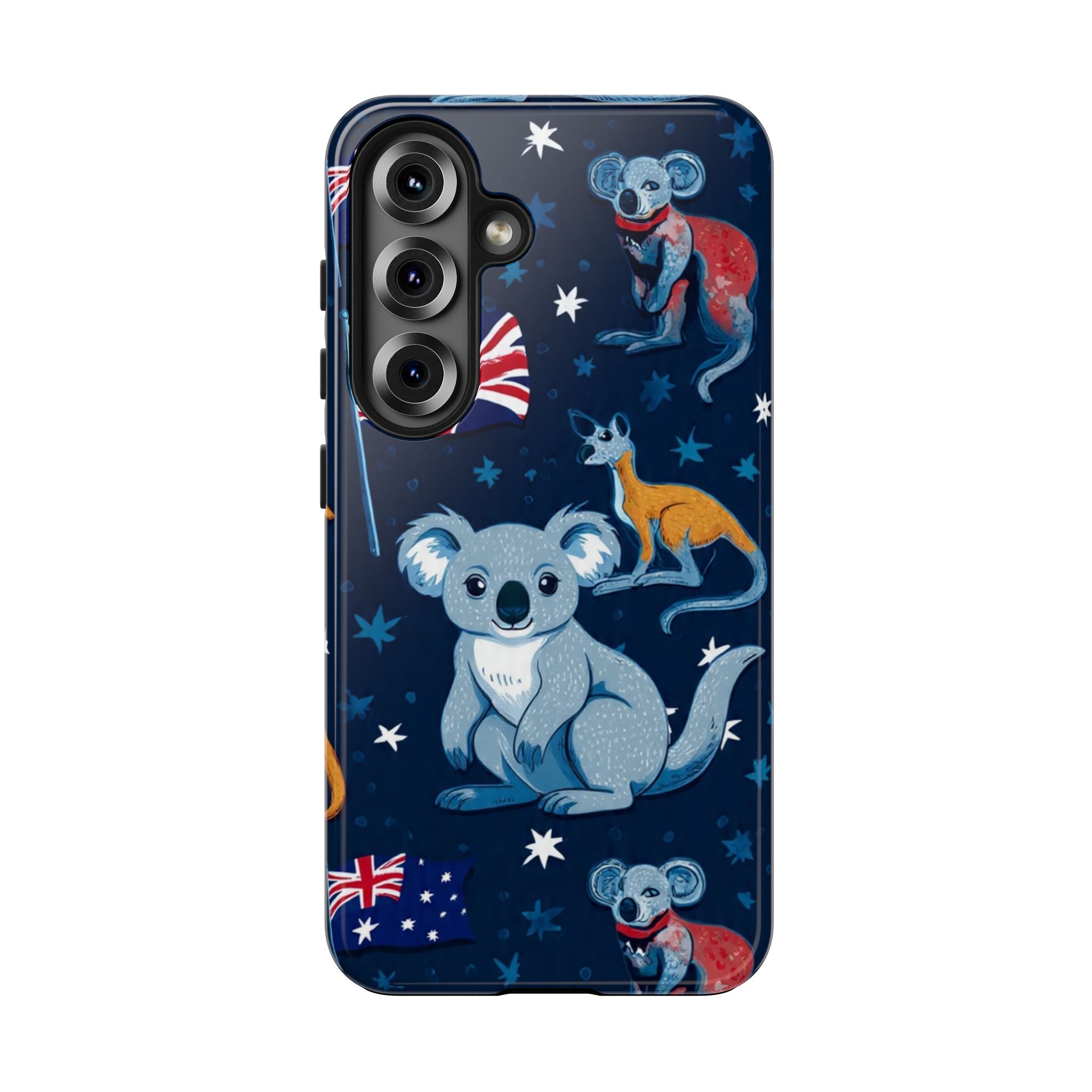 Australian Wildlife Tough Phone Case — Koala & Kangaroo Flag Design