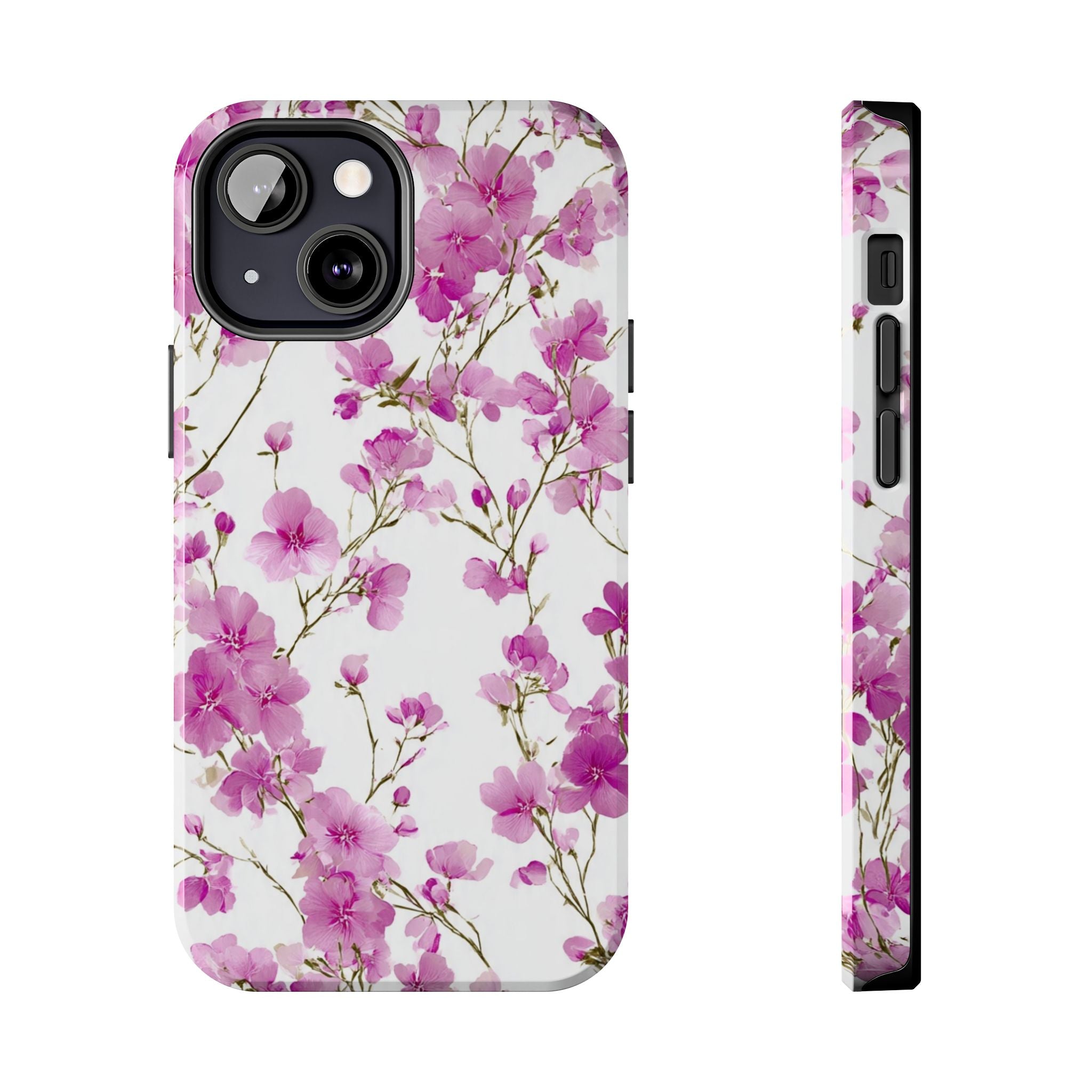 Floral Pink Blossoms Tough Phone Case — Durable Protective Phone Cover with Watercolor Cherry Blossom Design