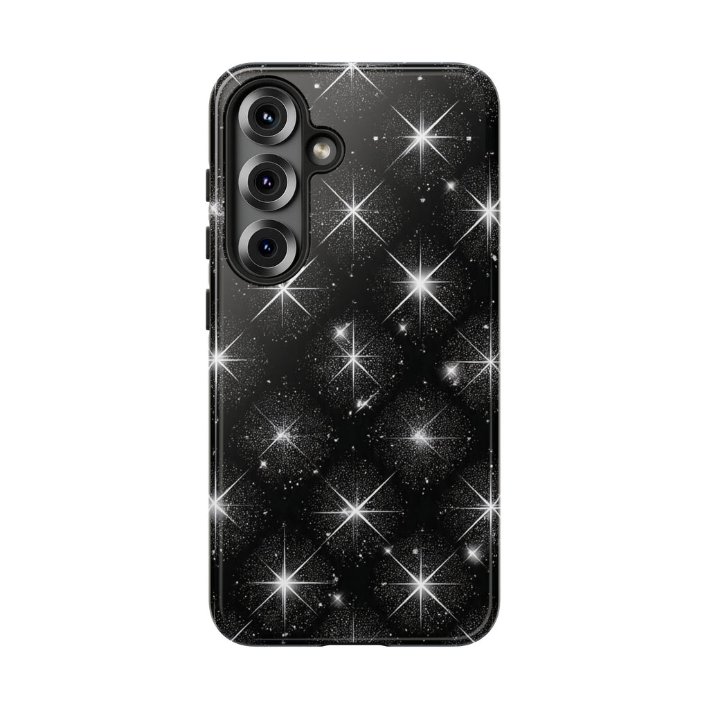 Galaxy Sparkle Tough Phone Case — Black Starfield Protective Cover