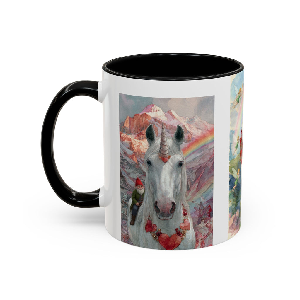 Unicorn Heart Rainbow Accent Coffee Mug — Magical White Unicorn with Heart Garland (11/15oz)