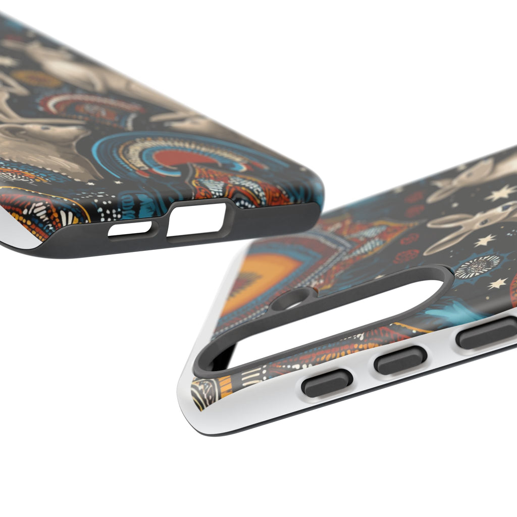 Kangaroo & Boomerang Tough Phone Case — Australian Wildlife Pattern