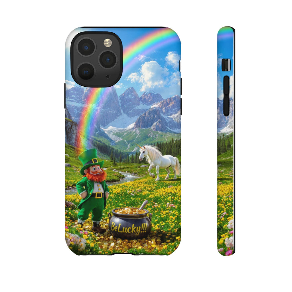 Lucky Leprechaun & Unicorn Phone Case — Rainbow Pot of Gold Protective Cover