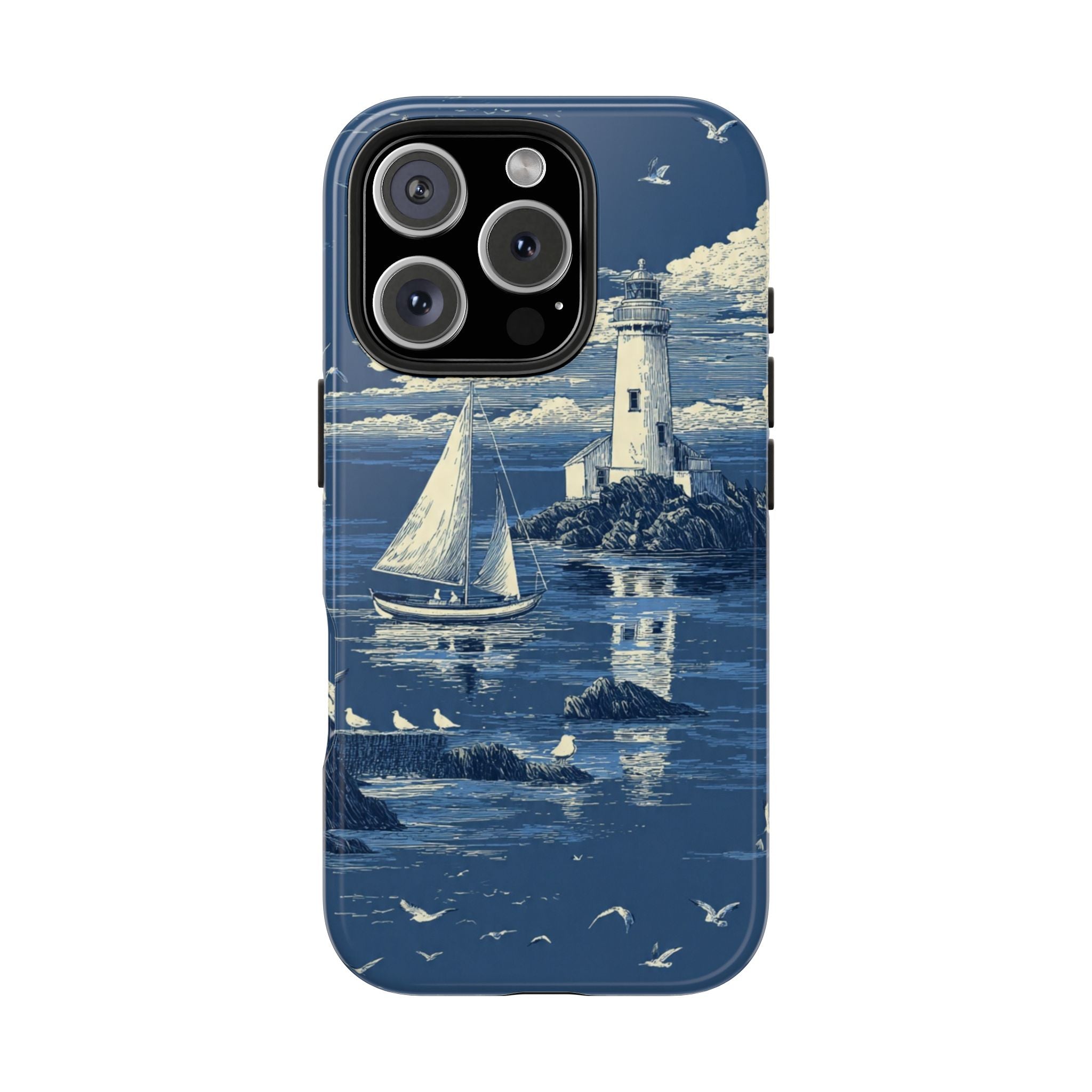 Swan Lake Tough Phone Case — Blue Vintage Swan Design, Durable Protective Cover