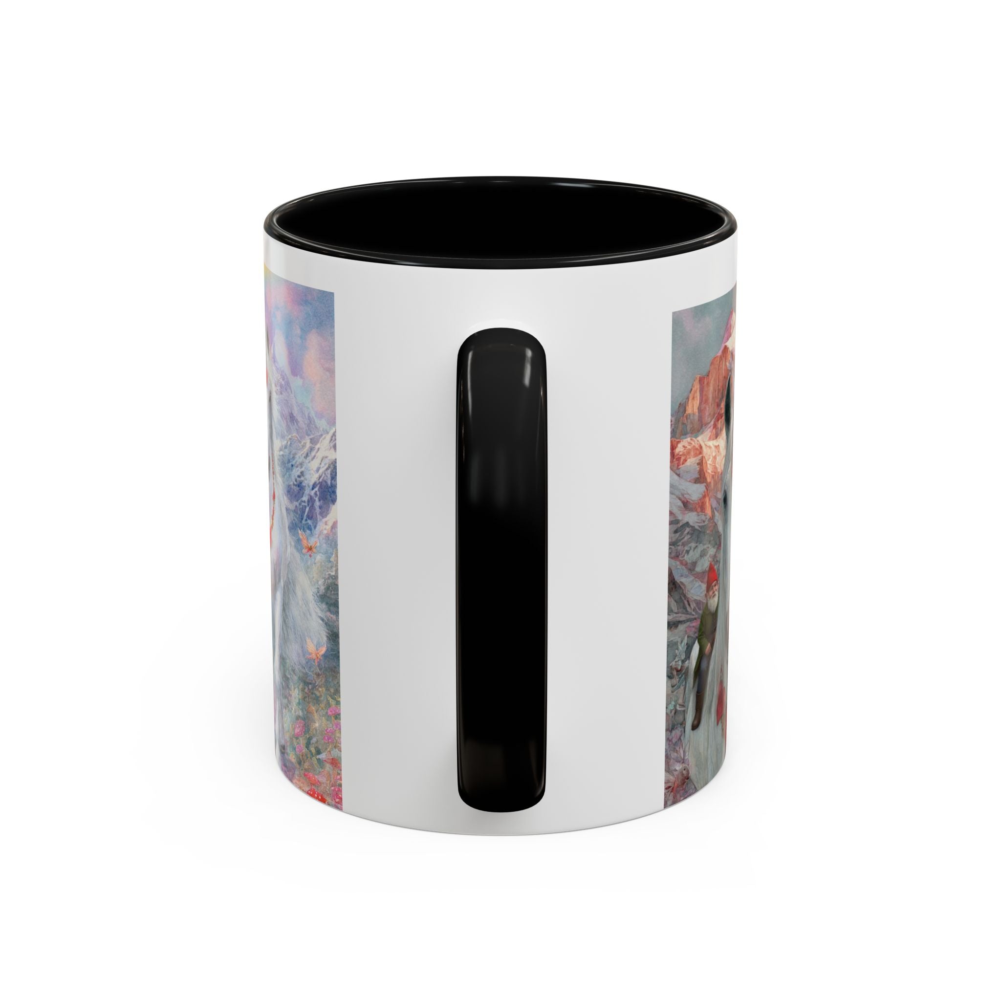 Unicorn Heart Rainbow Accent Coffee Mug — Magical White Unicorn with Heart Garland (11/15oz)