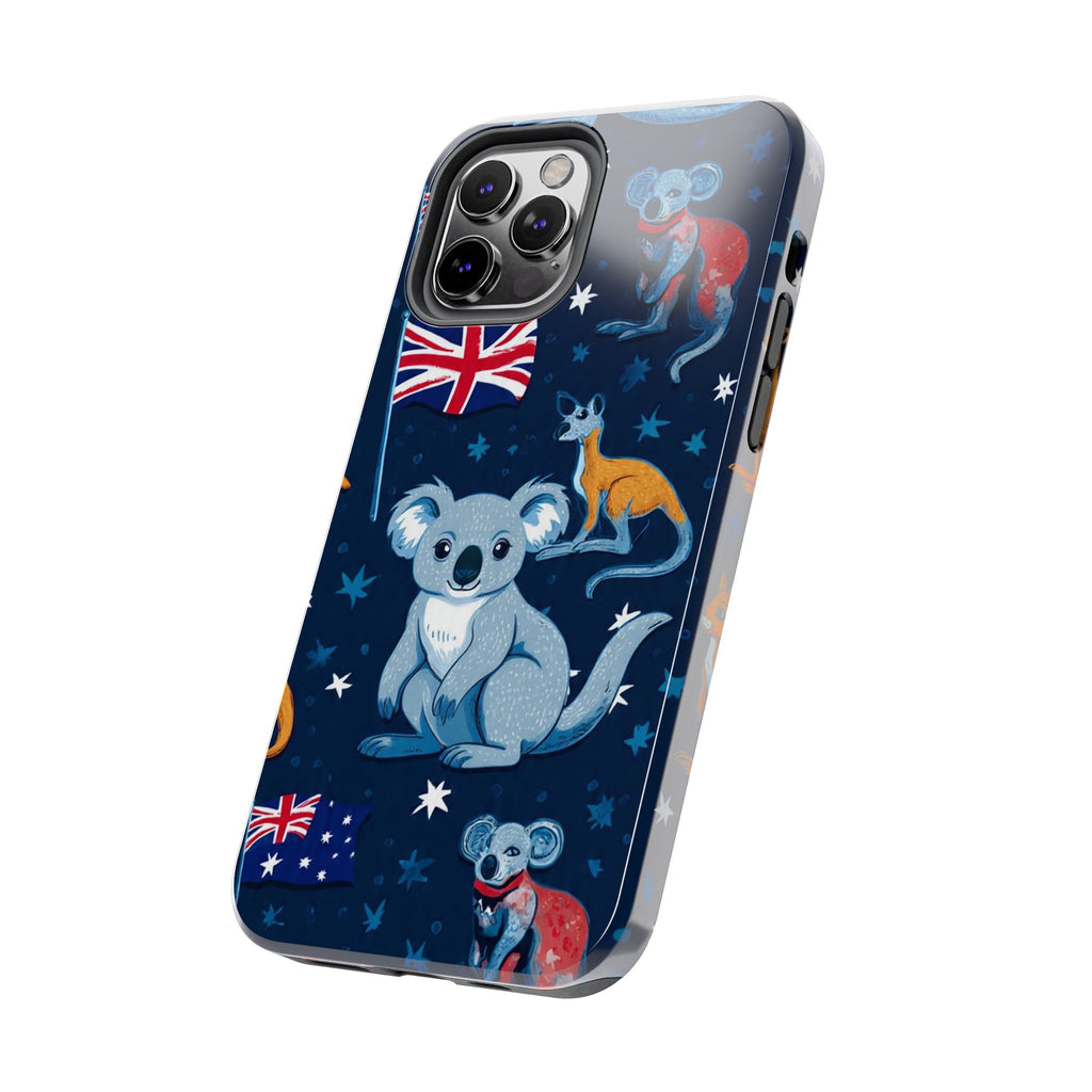 Australian Wildlife Tough Phone Case — Koala & Kangaroo Flag Design