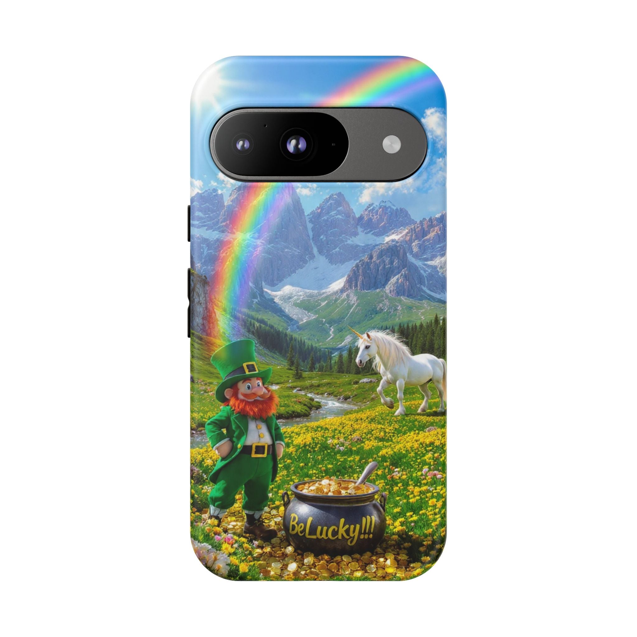Lucky Leprechaun & Unicorn Phone Case — Rainbow Pot of Gold Protective Cover