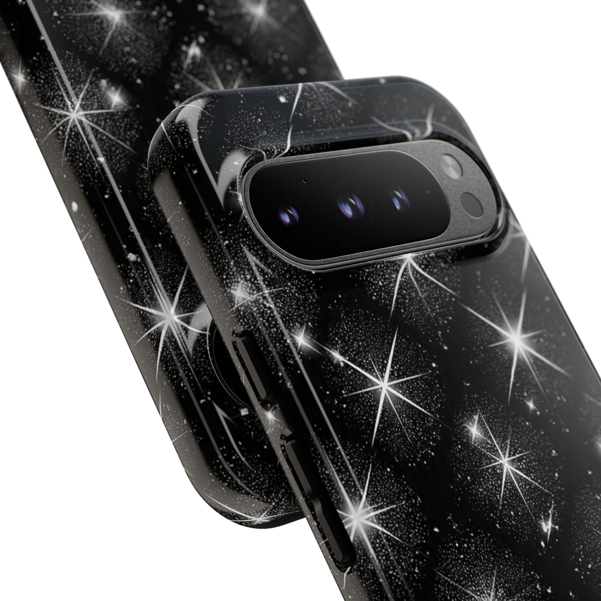 Galaxy Sparkle Tough Phone Case — Black Starfield Protective Cover