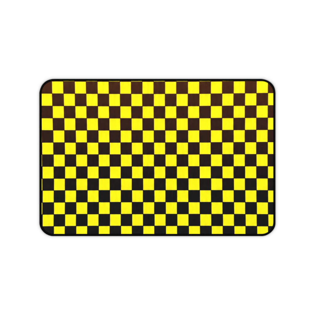 Yellow & Black Checker Desk Mat — Retro Racing Gaming Mouse Pad