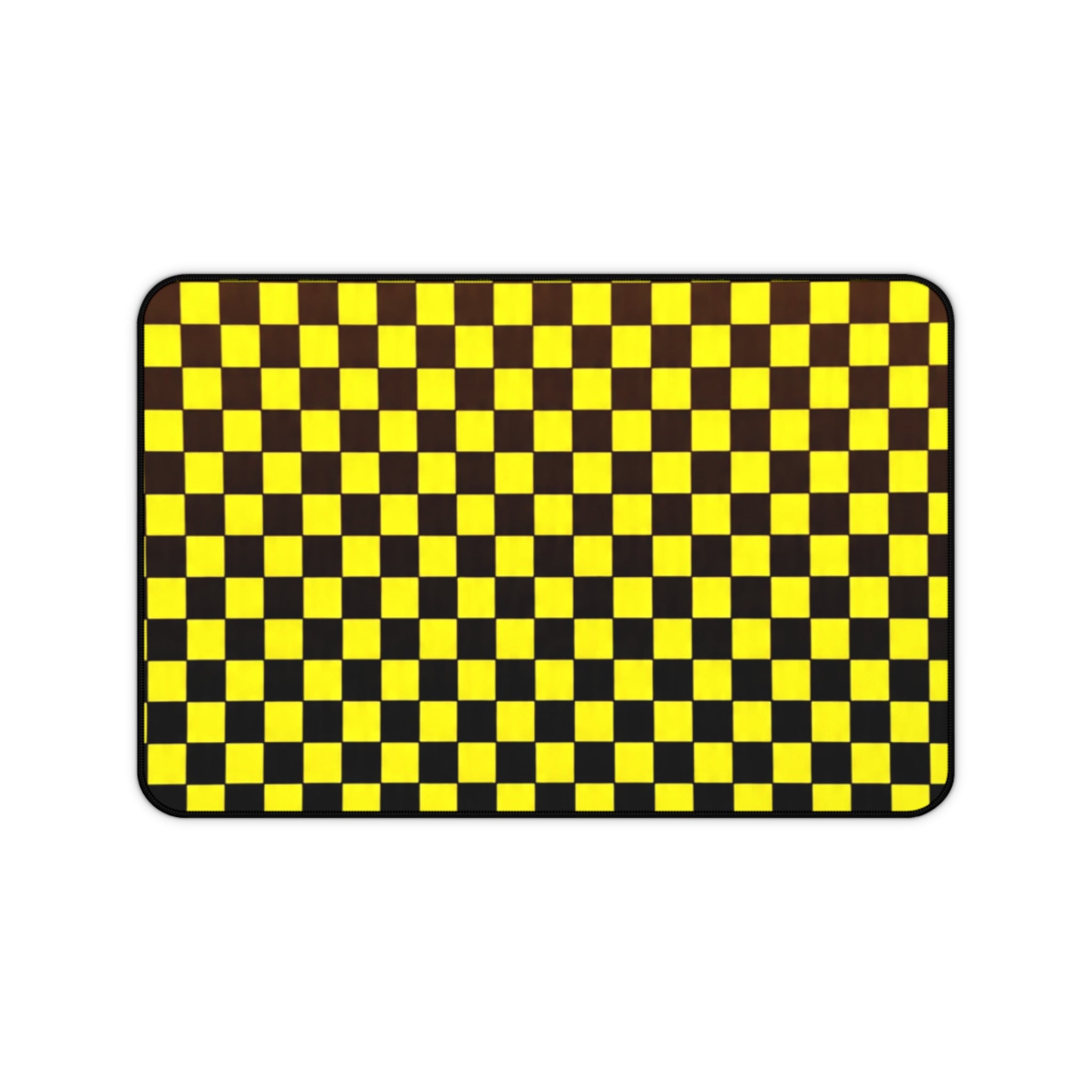 Yellow & Black Checker Desk Mat — Retro Racing Gaming Mouse Pad