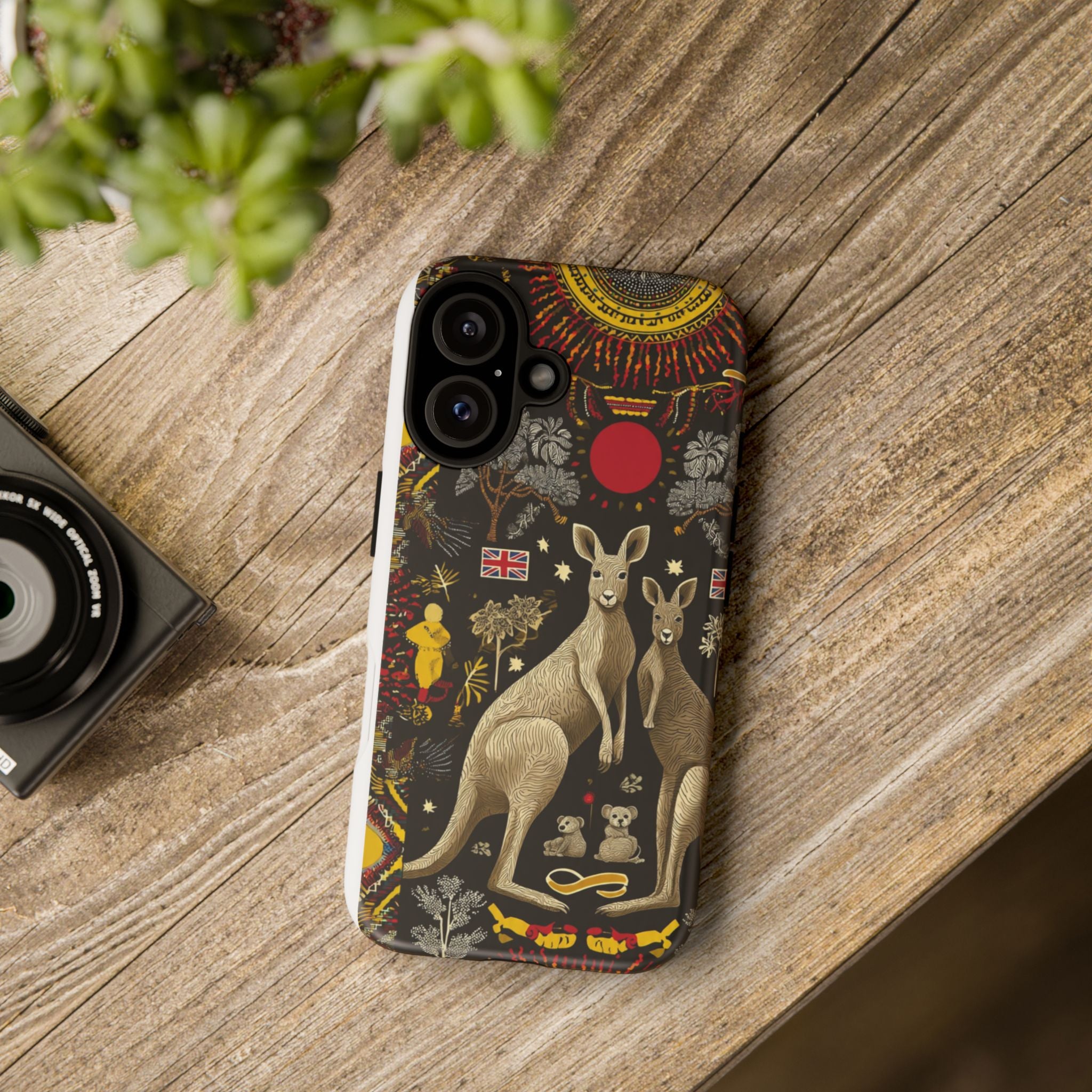 Kangaroo Family Floral Tough Phone Case — Protective Australia Wildlife Design