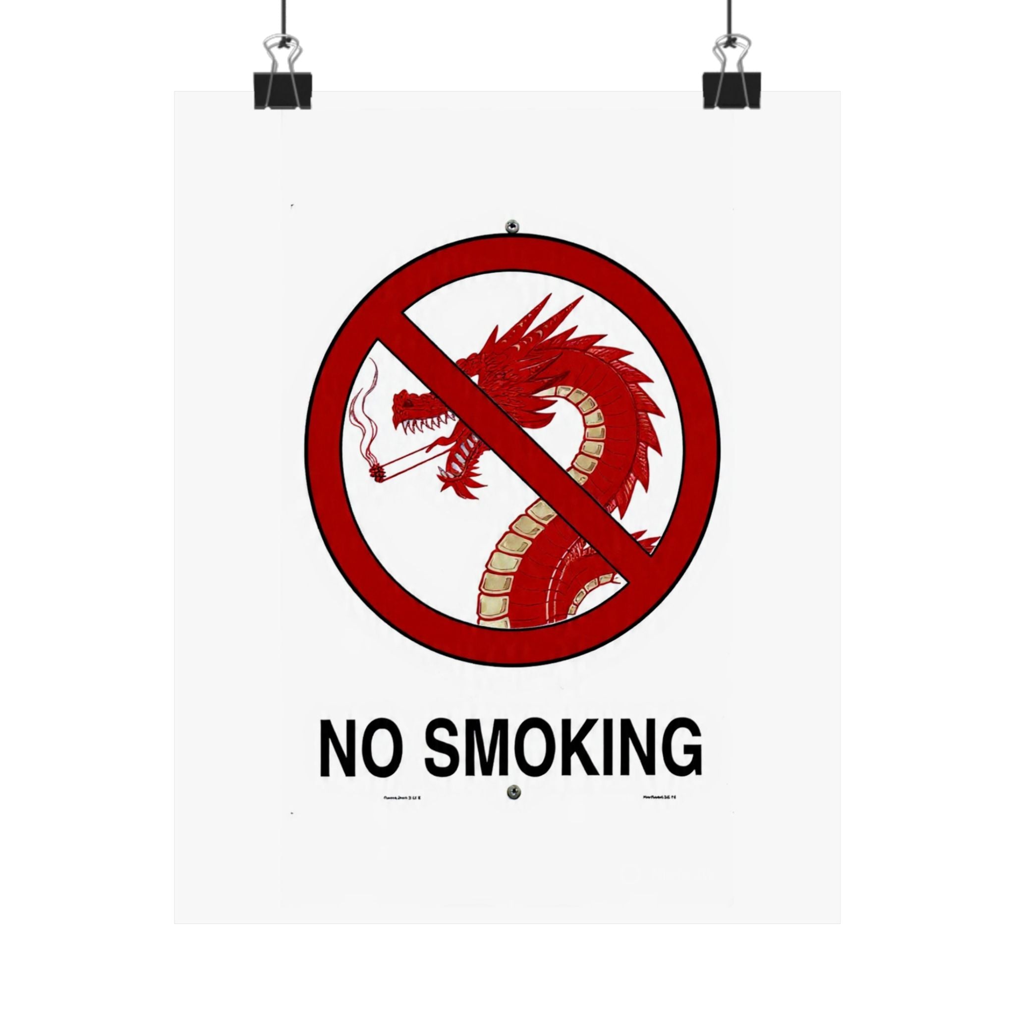 No Smoking Dragon Poster — Matte Vertical Safety Wall Art