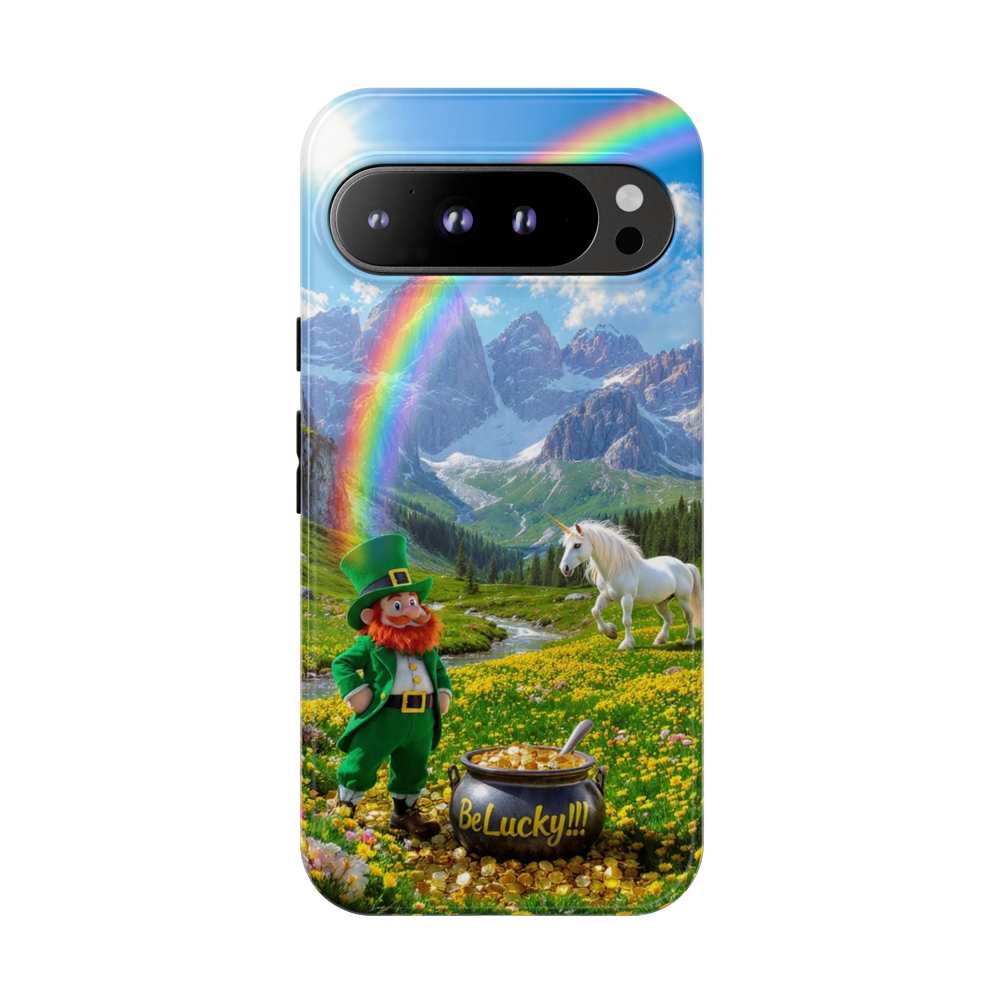 Lucky Leprechaun & Unicorn Phone Case — Rainbow Pot of Gold Protective Cover