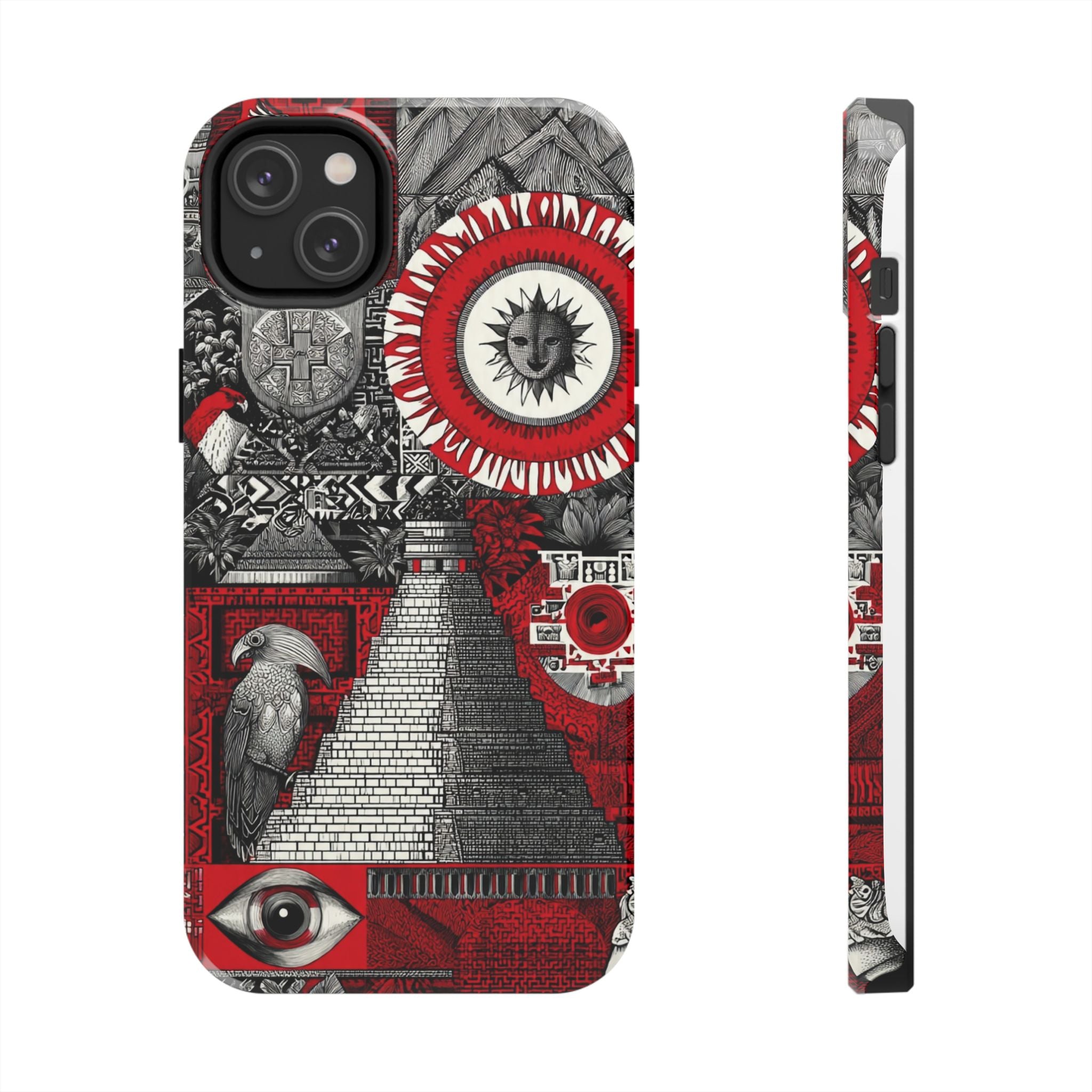 Tough Phone Case — Red Inca Pyramid Collage (Sun & Raven)