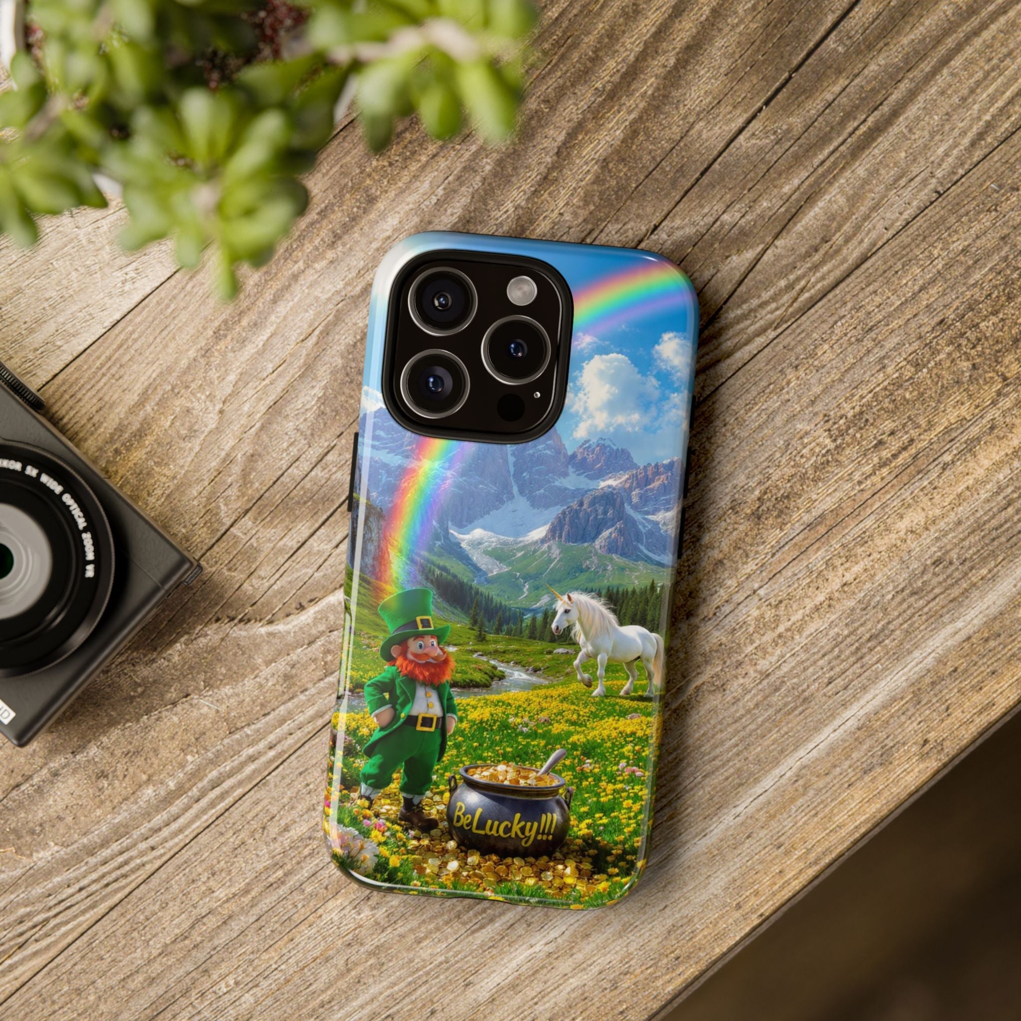 Lucky Leprechaun & Unicorn Phone Case — Rainbow Pot of Gold Protective Cover