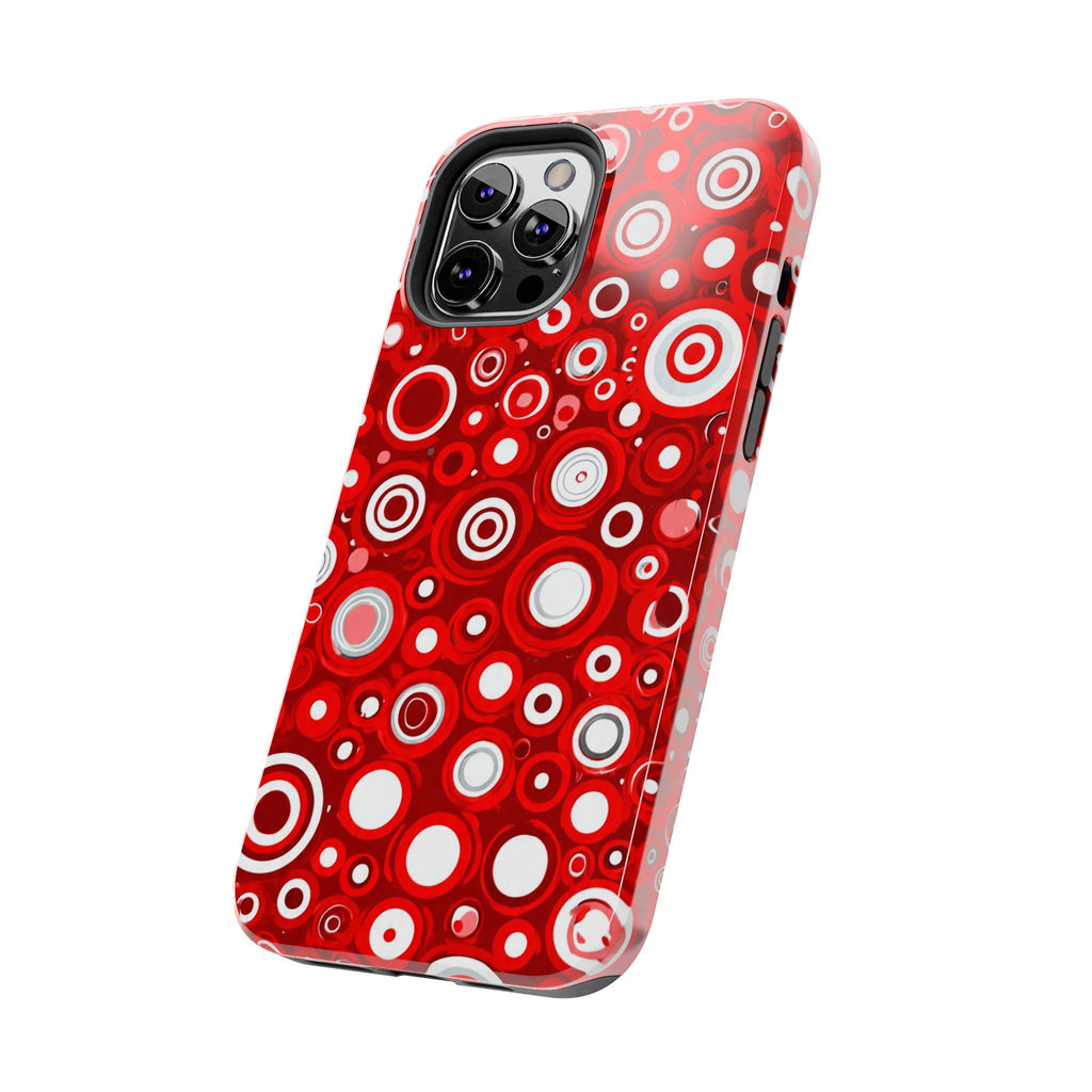Red Retro Circles Tough Phone Case — Durable Shockproof Protective Cover