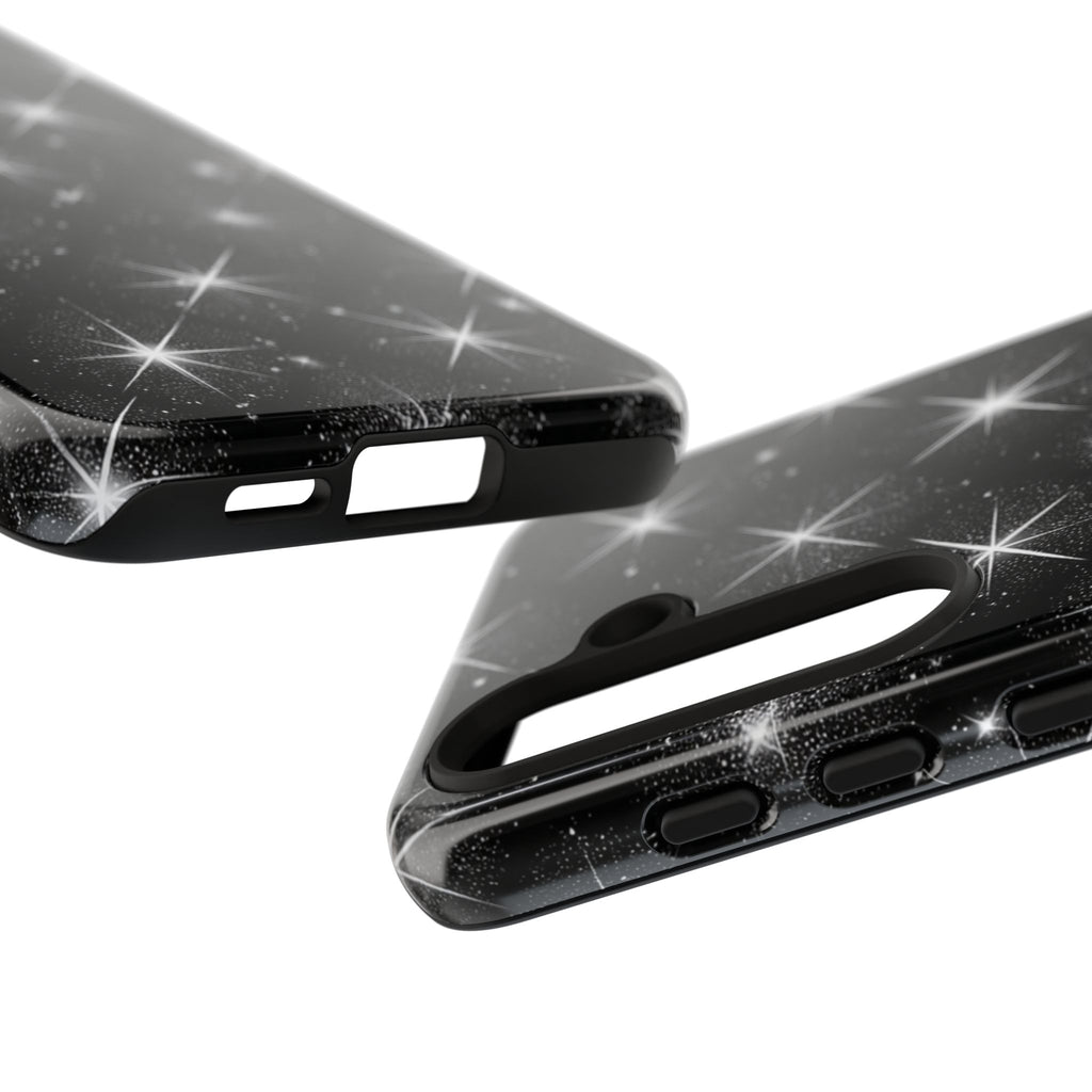 Galaxy Sparkle Tough Phone Case — Black Starfield Protective Cover