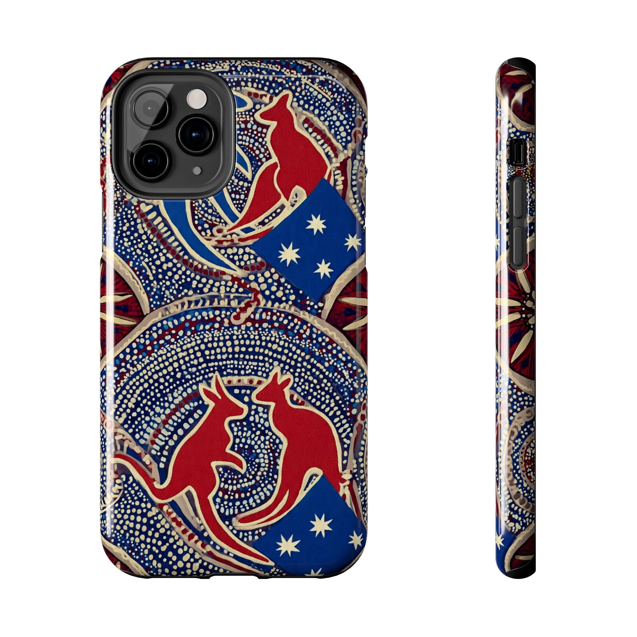 Australian Aboriginal Style Kangaroo Tough Phone Case — Patriotic Dot Art Phone Cover