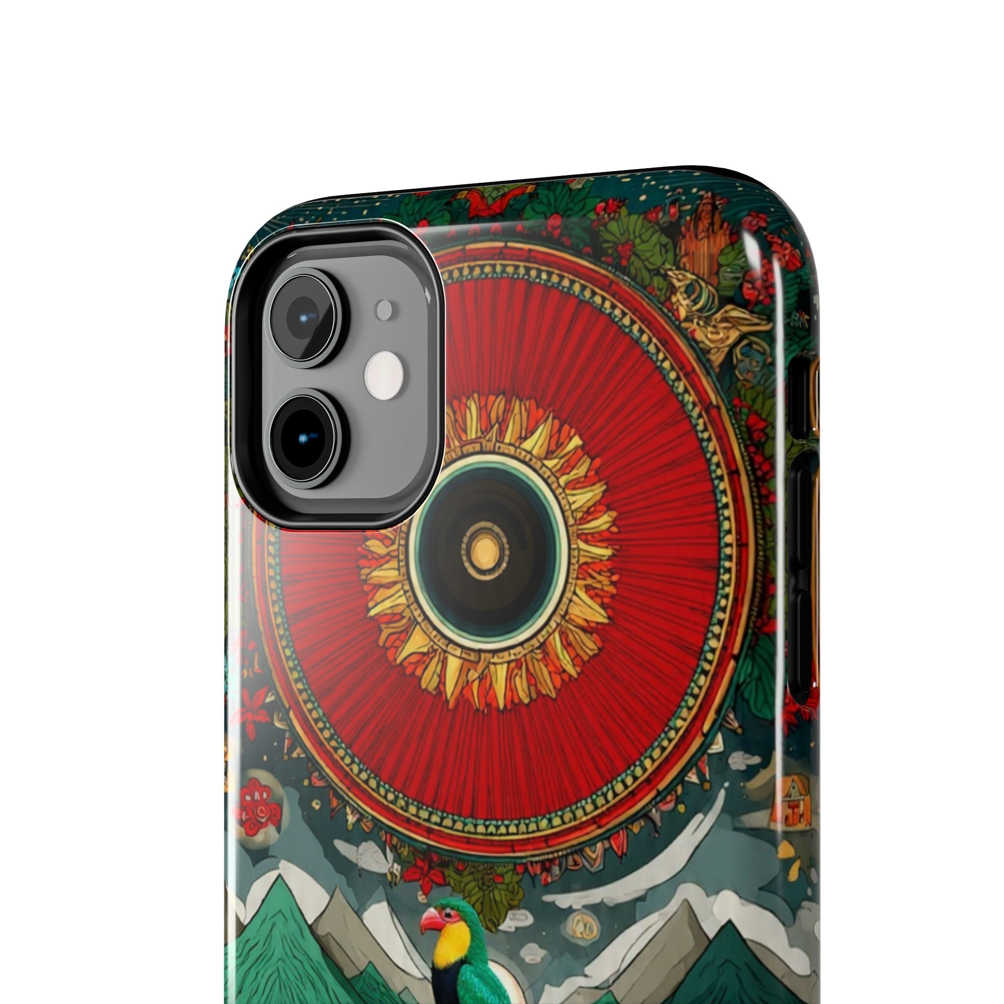 Tough Phone Case — Vibrant Tropical Mountain Bird Design