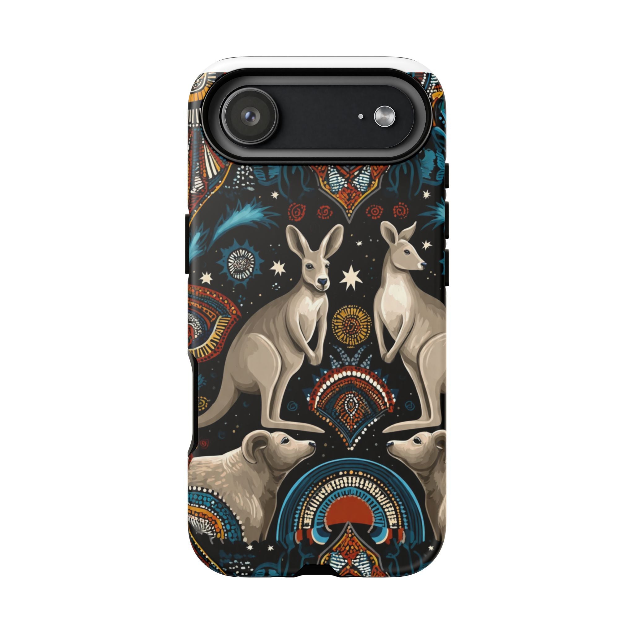 Kangaroo & Boomerang Tough Phone Case — Australian Wildlife Pattern