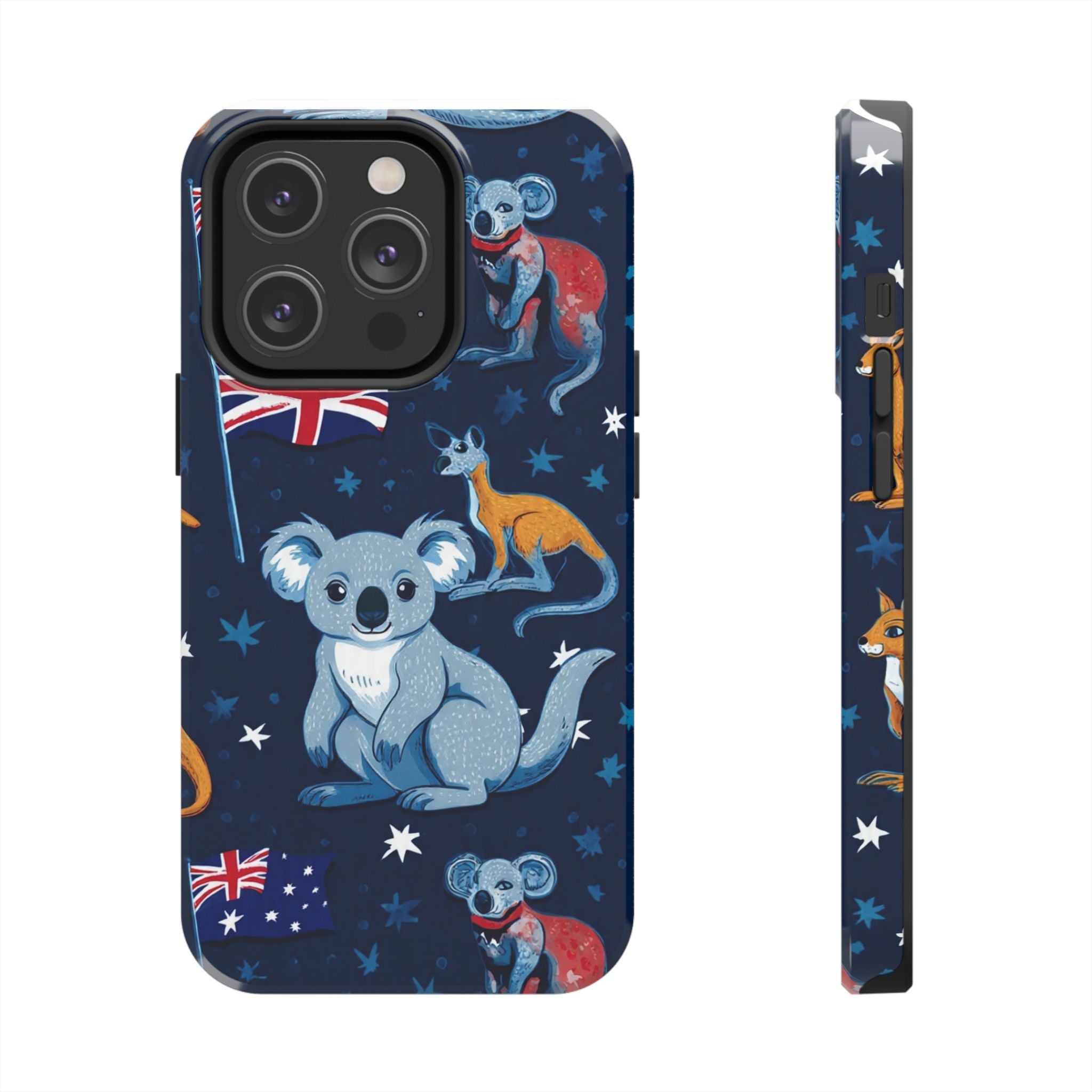 Australian Wildlife Tough Phone Case — Koala & Kangaroo Flag Design