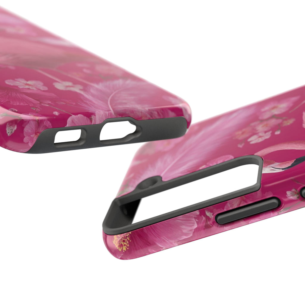 Flamingo Floral Tough Phone Case — Pink Tropical Feather Design