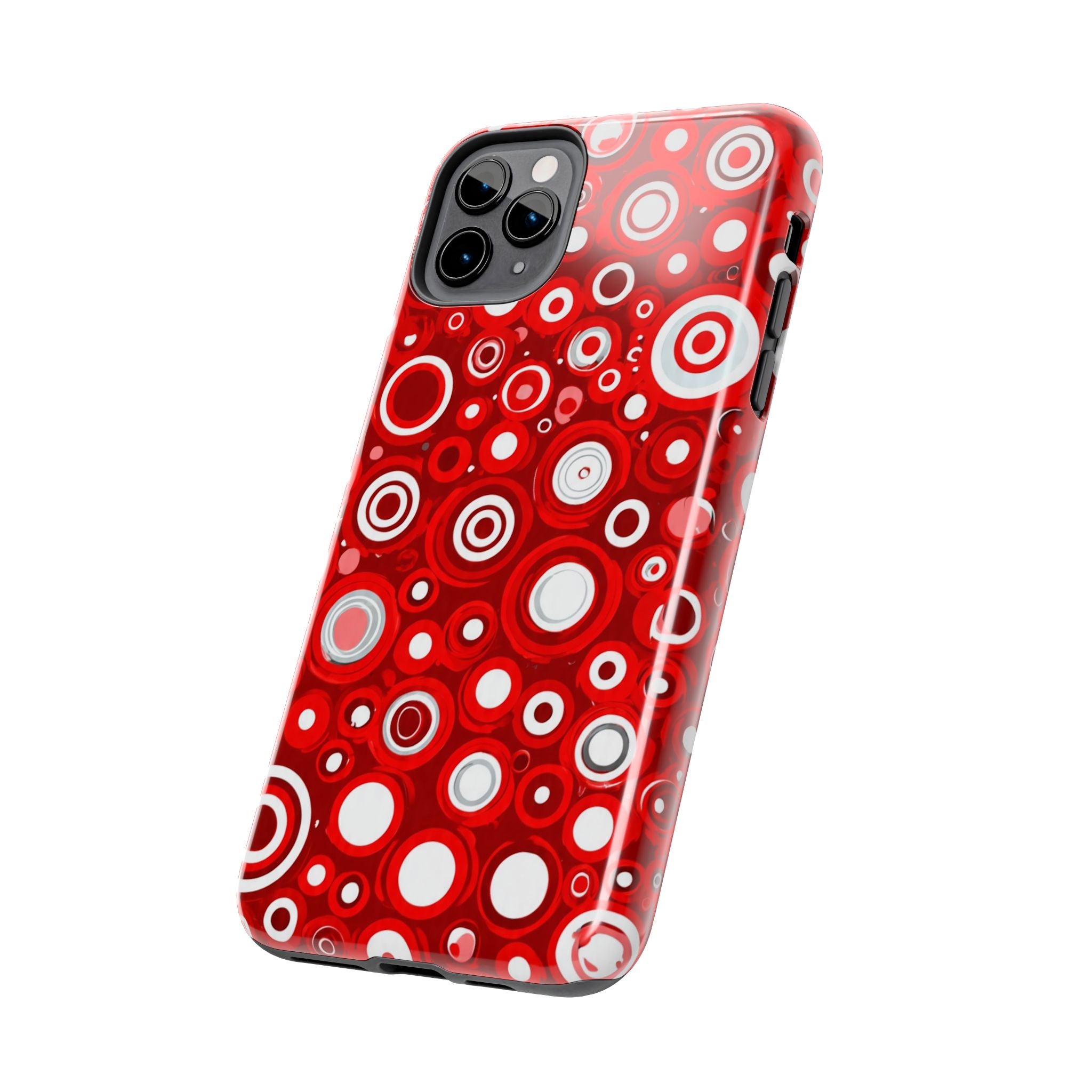 Red Retro Circles Tough Phone Case — Durable Shockproof Protective Cover