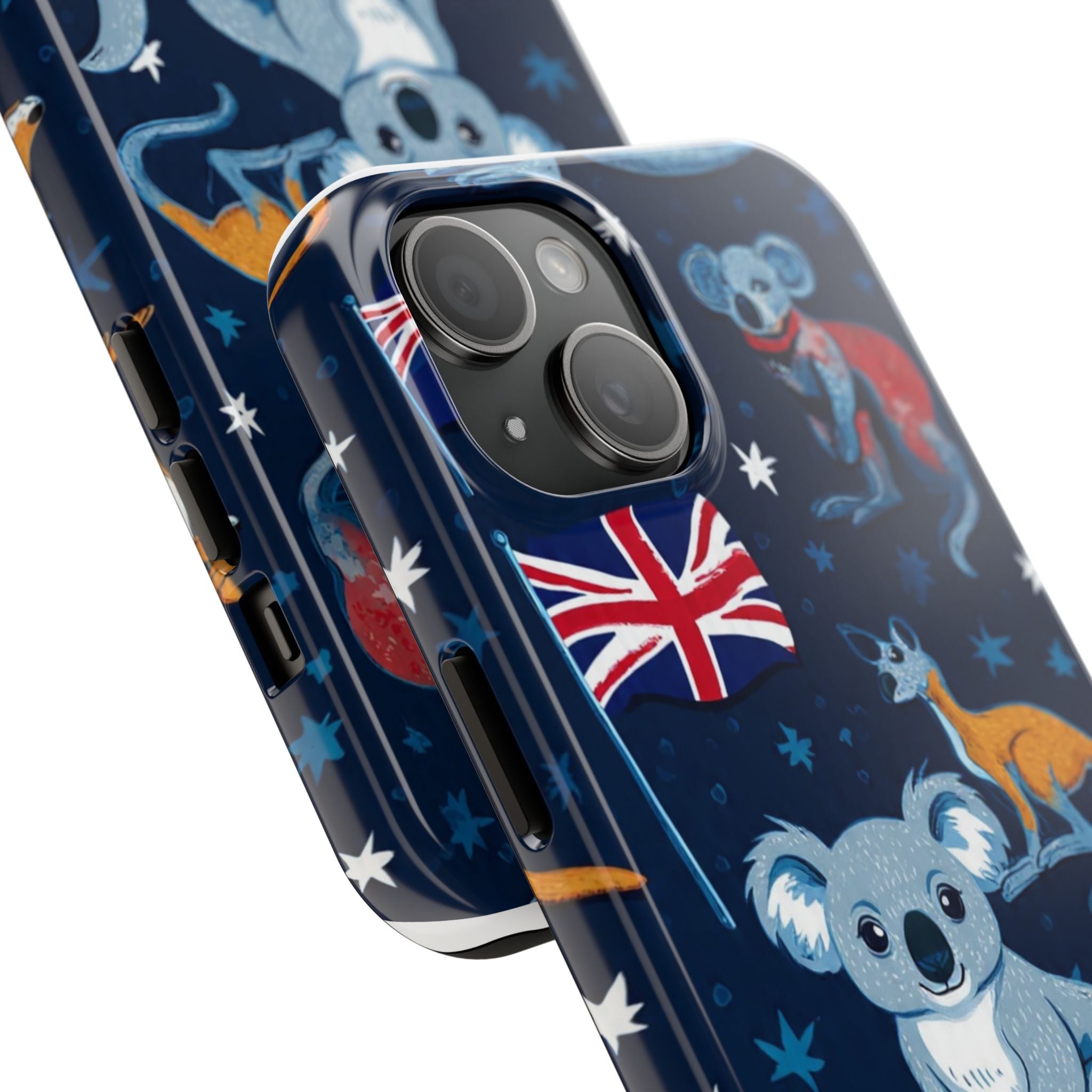 Australian Wildlife Tough Phone Case — Koala & Kangaroo Flag Design