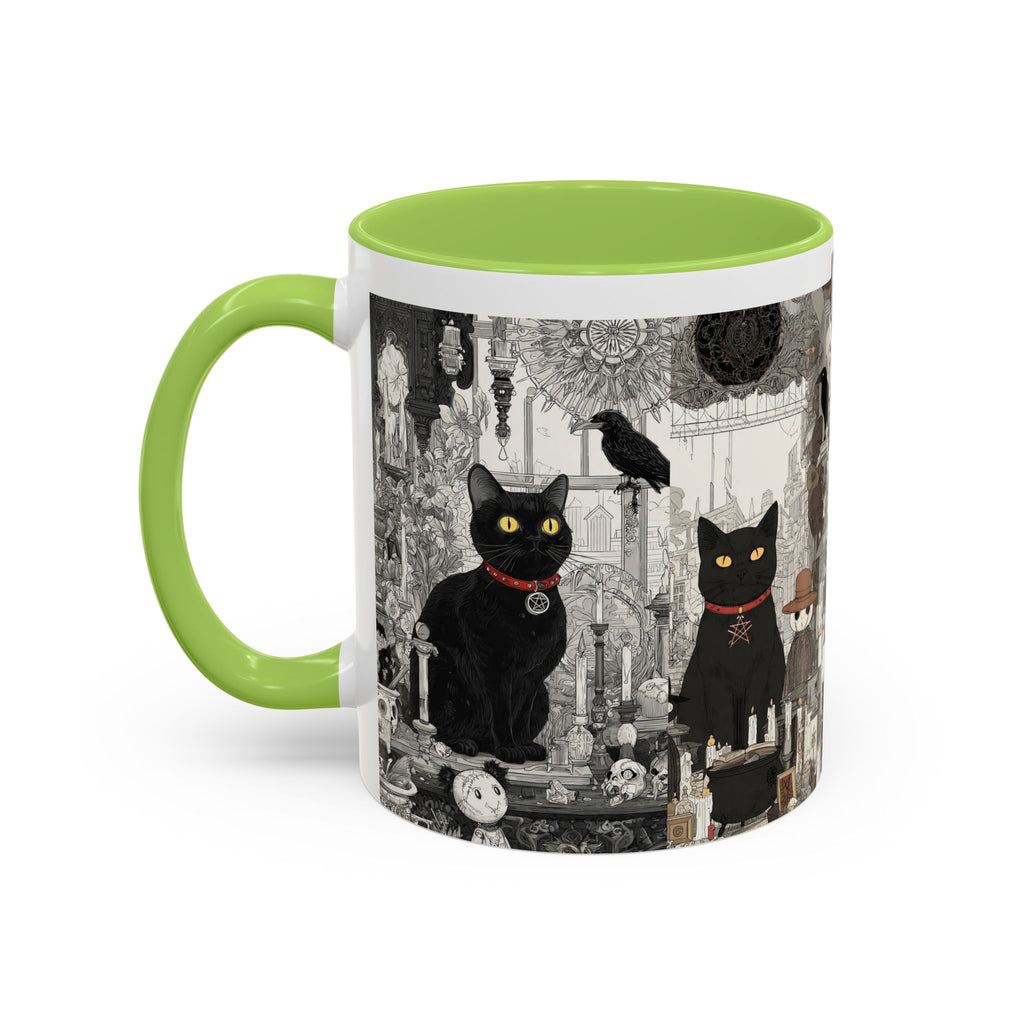 Black Cat Vintage Street Art Coffee Mug — 11/15oz Accent Ceramic