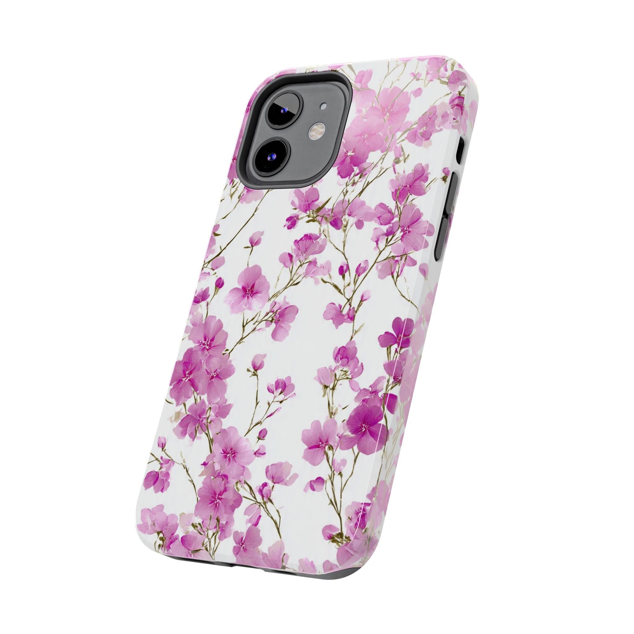 Floral Pink Blossoms Tough Phone Case — Durable Protective Phone Cover with Watercolor Cherry Blossom Design