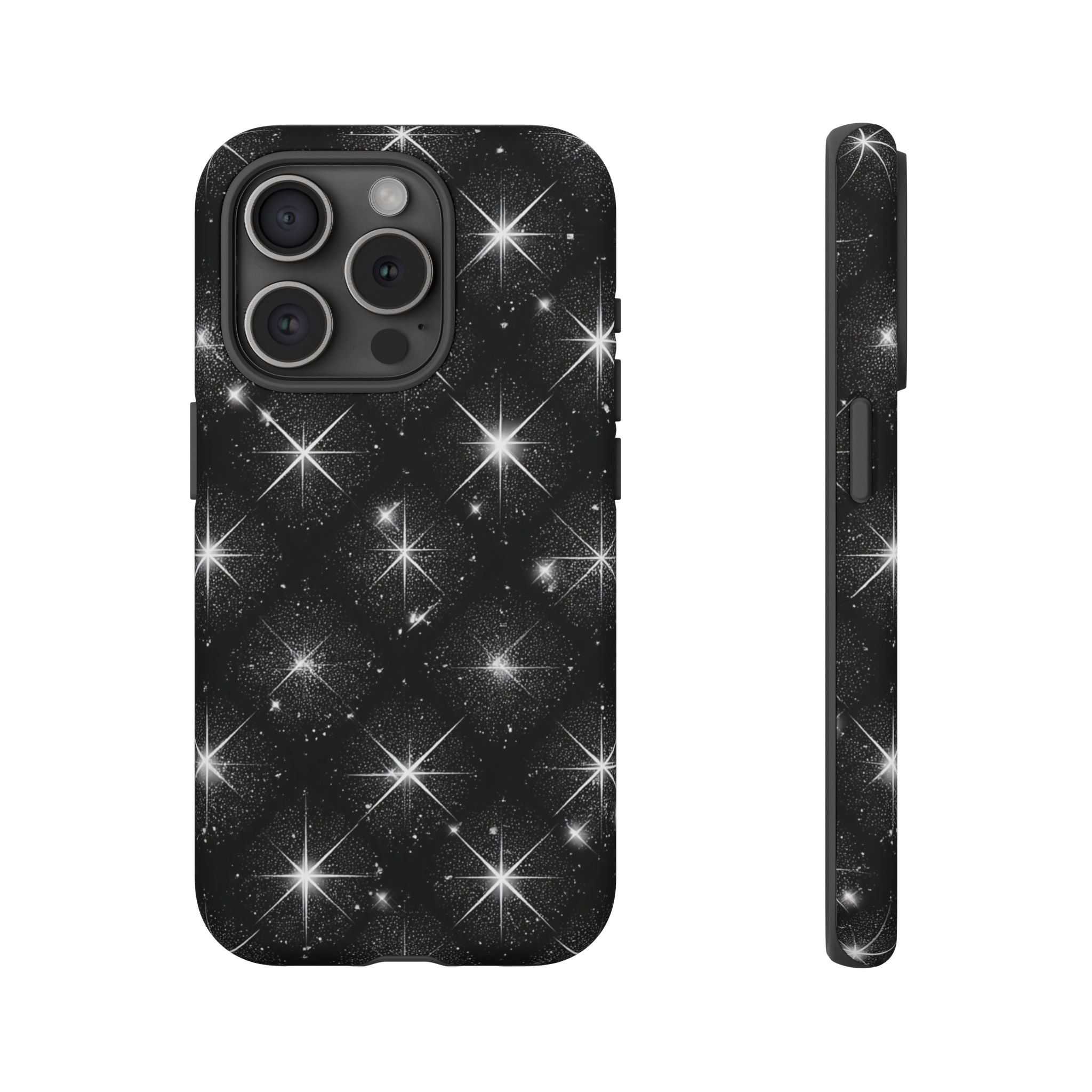 Galaxy Sparkle Tough Phone Case — Black Starfield Protective Cover