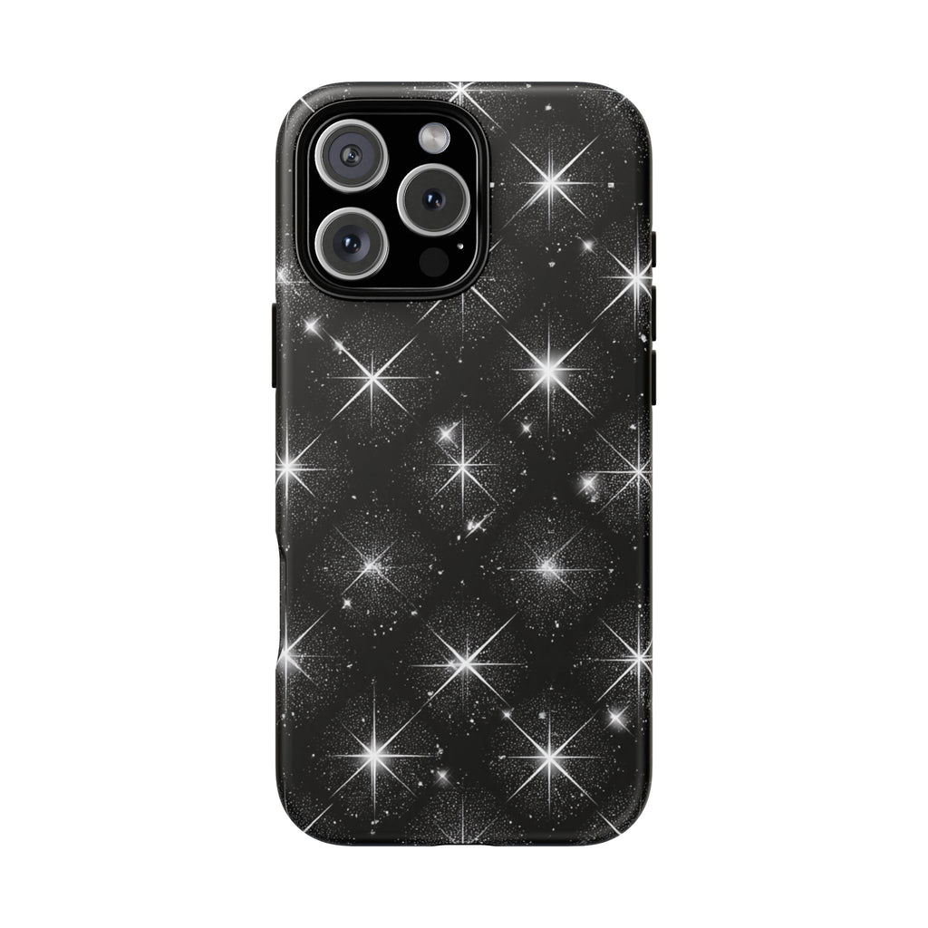Galaxy Sparkle Tough Phone Case — Black Starfield Protective Cover