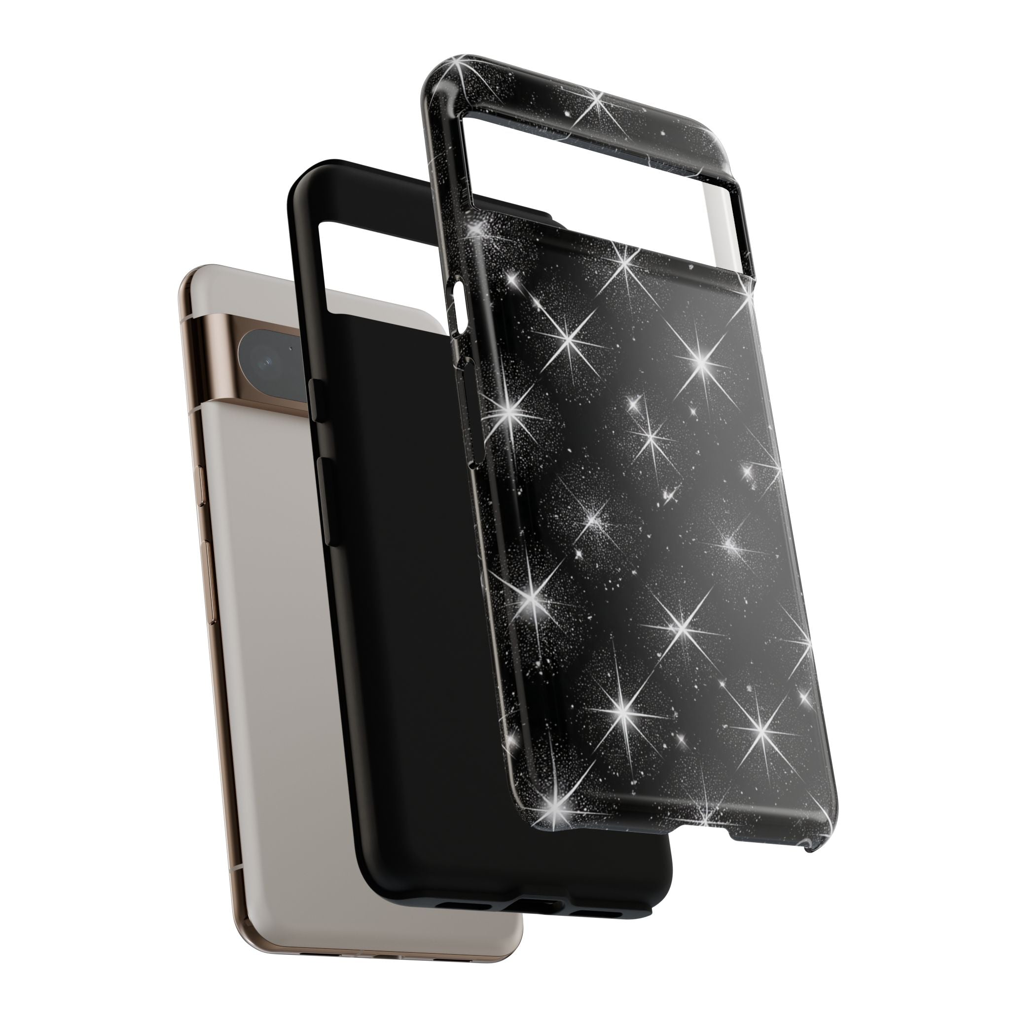 Galaxy Sparkle Tough Phone Case — Black Starfield Protective Cover