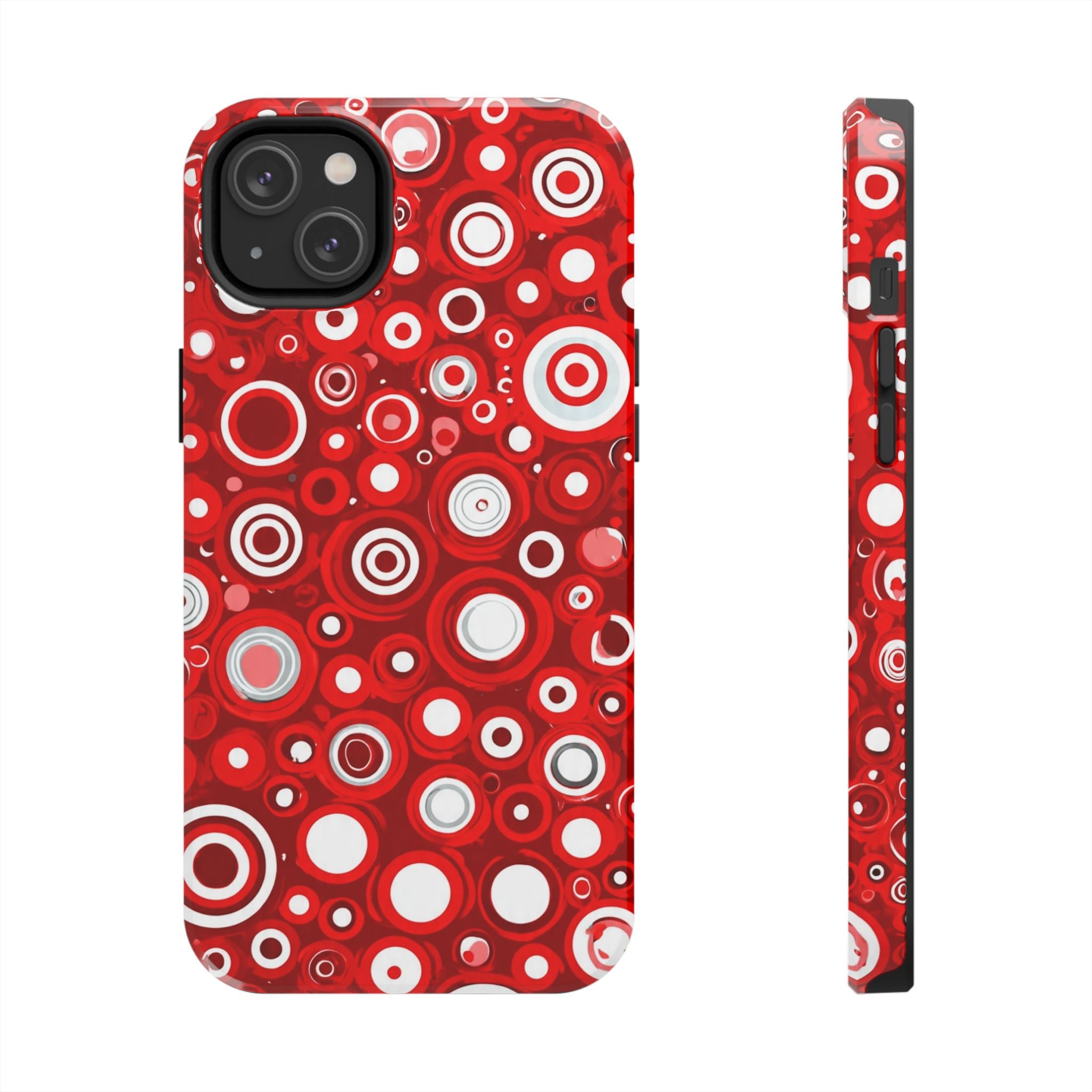 Red Retro Circles Tough Phone Case — Durable Shockproof Protective Cover