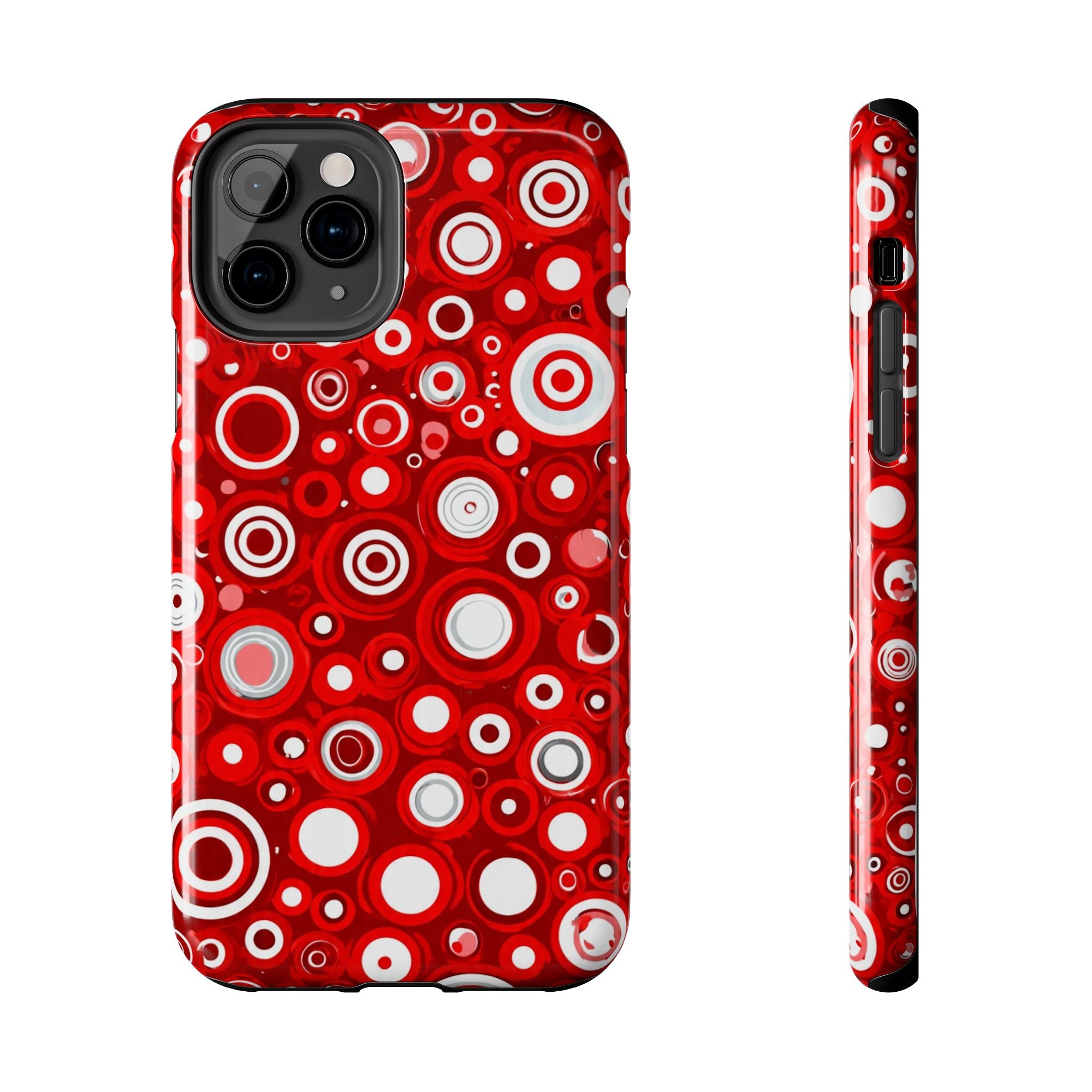 Red Retro Circles Tough Phone Case — Durable Shockproof Protective Cover