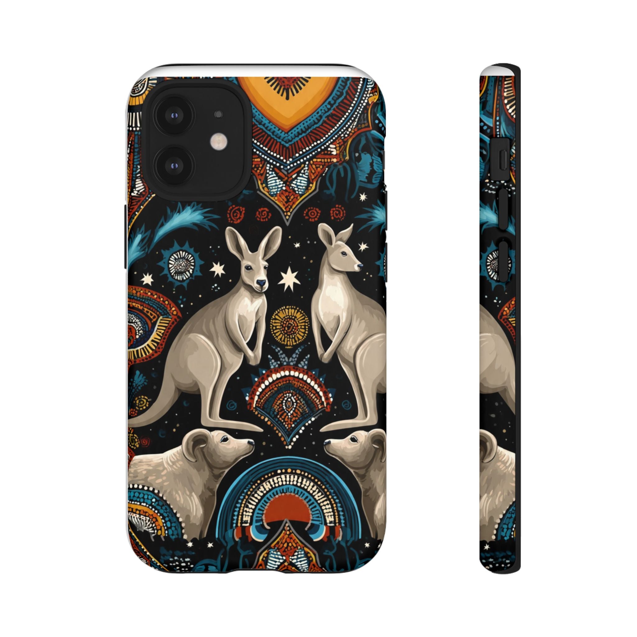 Kangaroo & Boomerang Tough Phone Case — Australian Wildlife Pattern