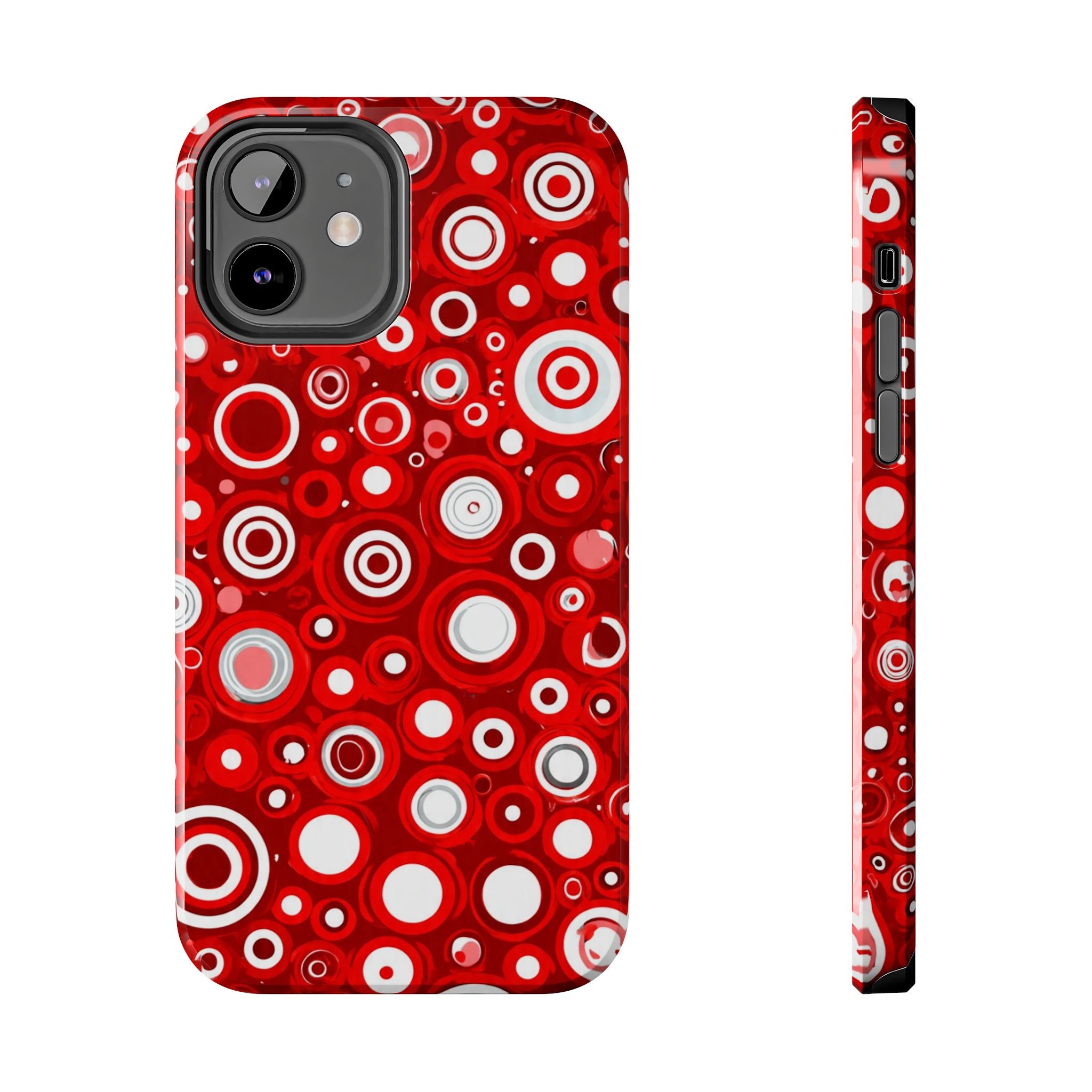 Red Retro Circles Tough Phone Case — Durable Shockproof Protective Cover