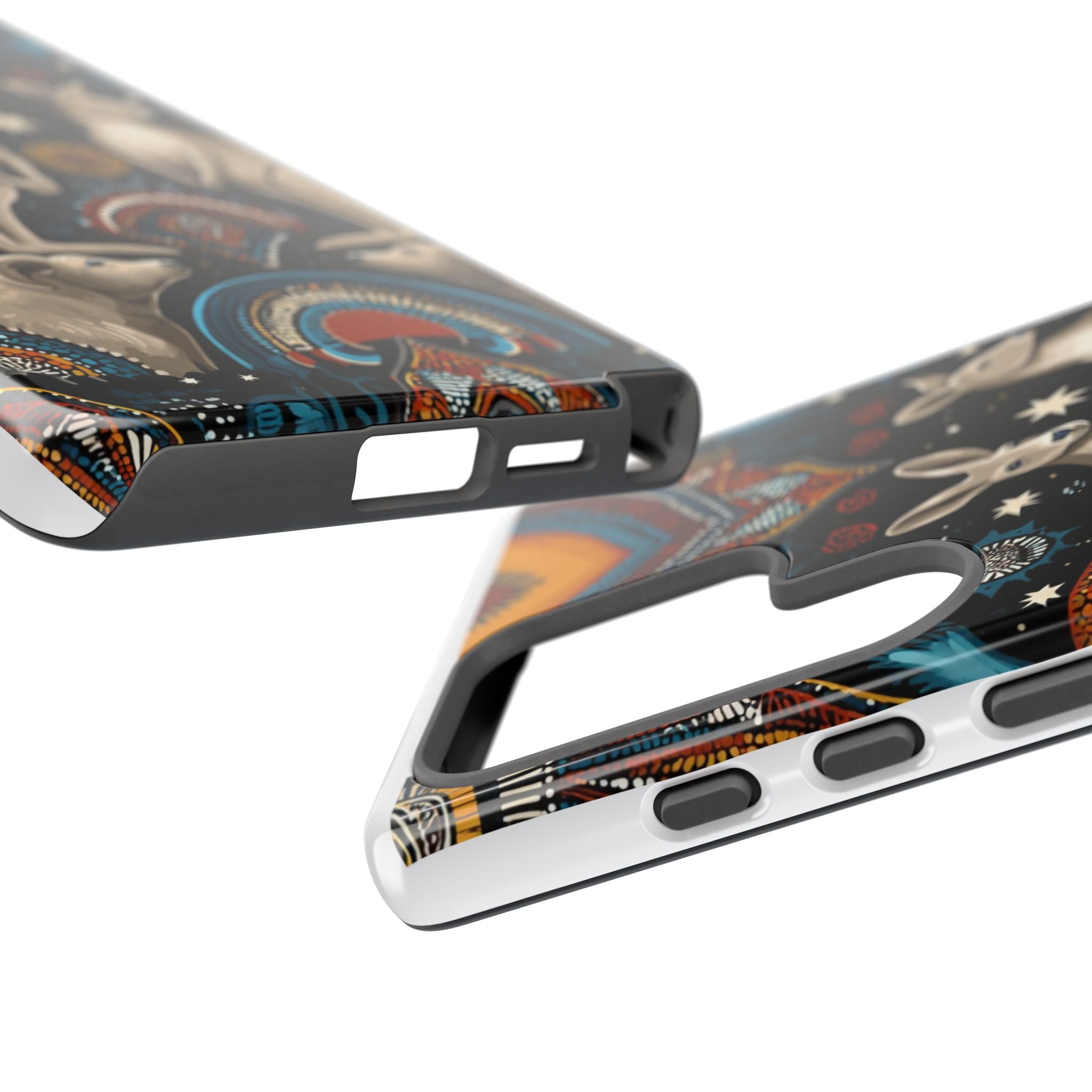 Kangaroo & Boomerang Tough Phone Case — Australian Wildlife Pattern