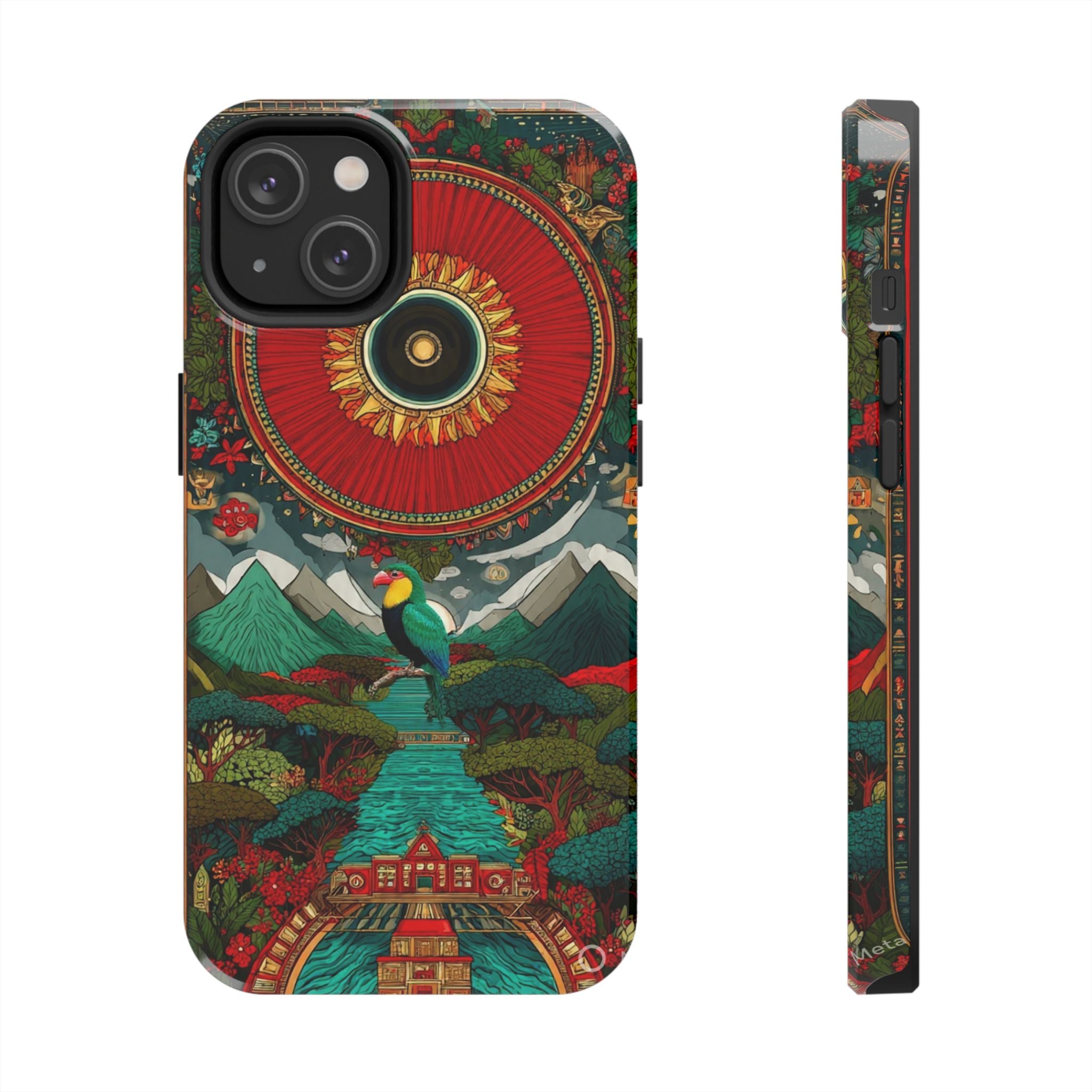 Tough Phone Case — Vibrant Tropical Mountain Bird Design