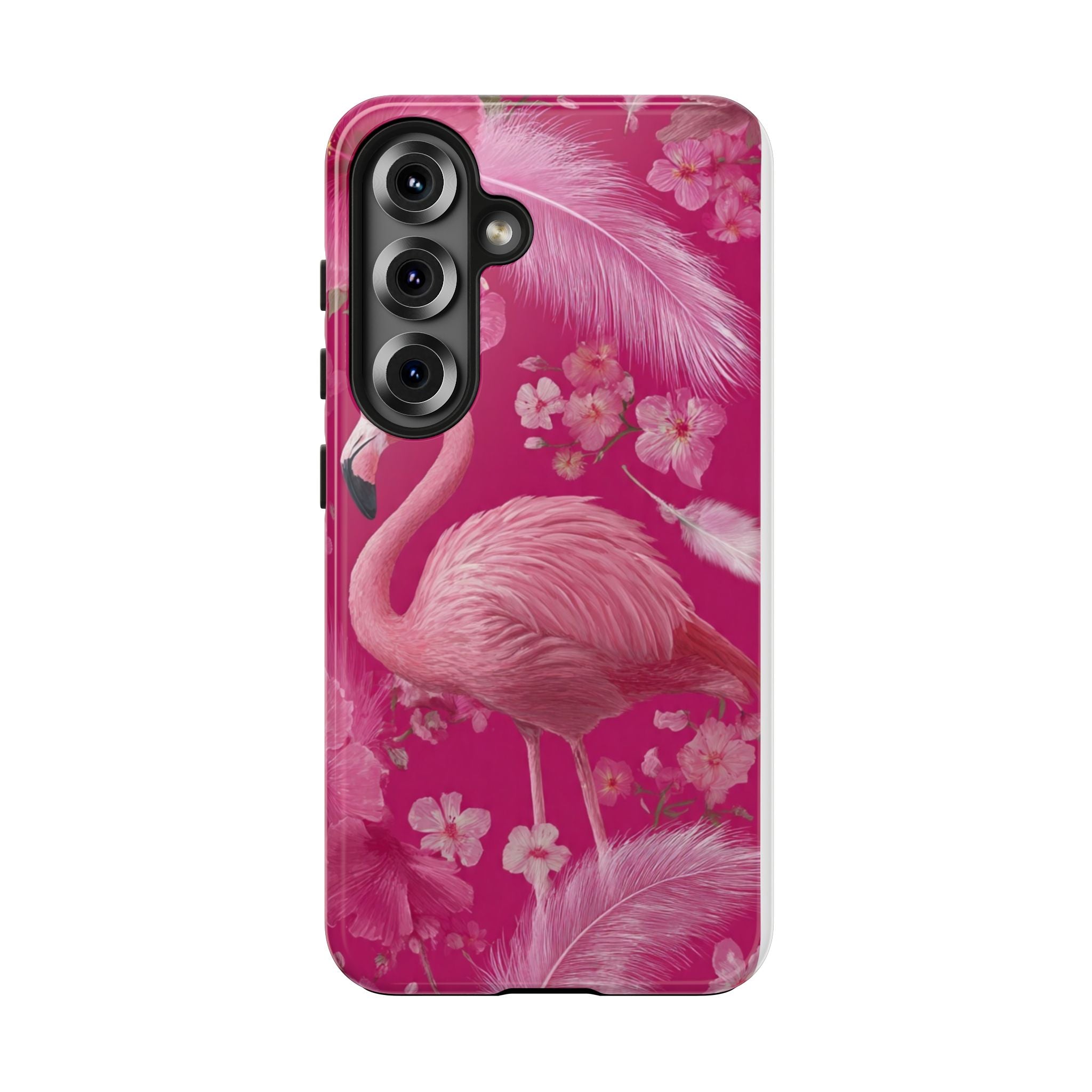 Flamingo Floral Tough Phone Case — Pink Tropical Feather Design